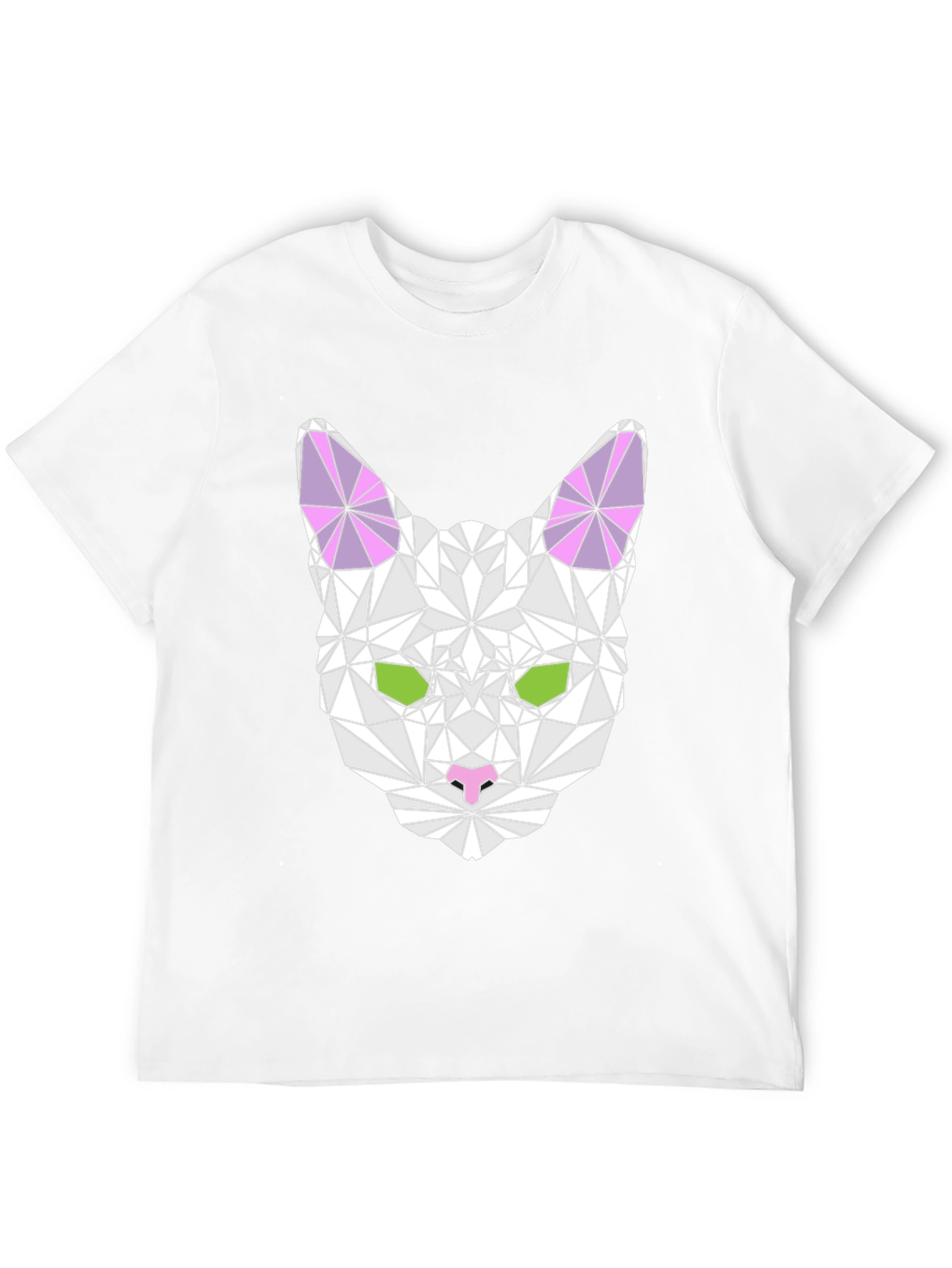 Geometric Cat Graphic Tee - Modern Style