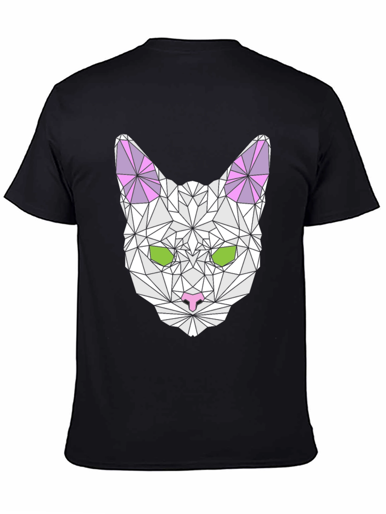 Geometric Cat Graphic Tee - Modern Style