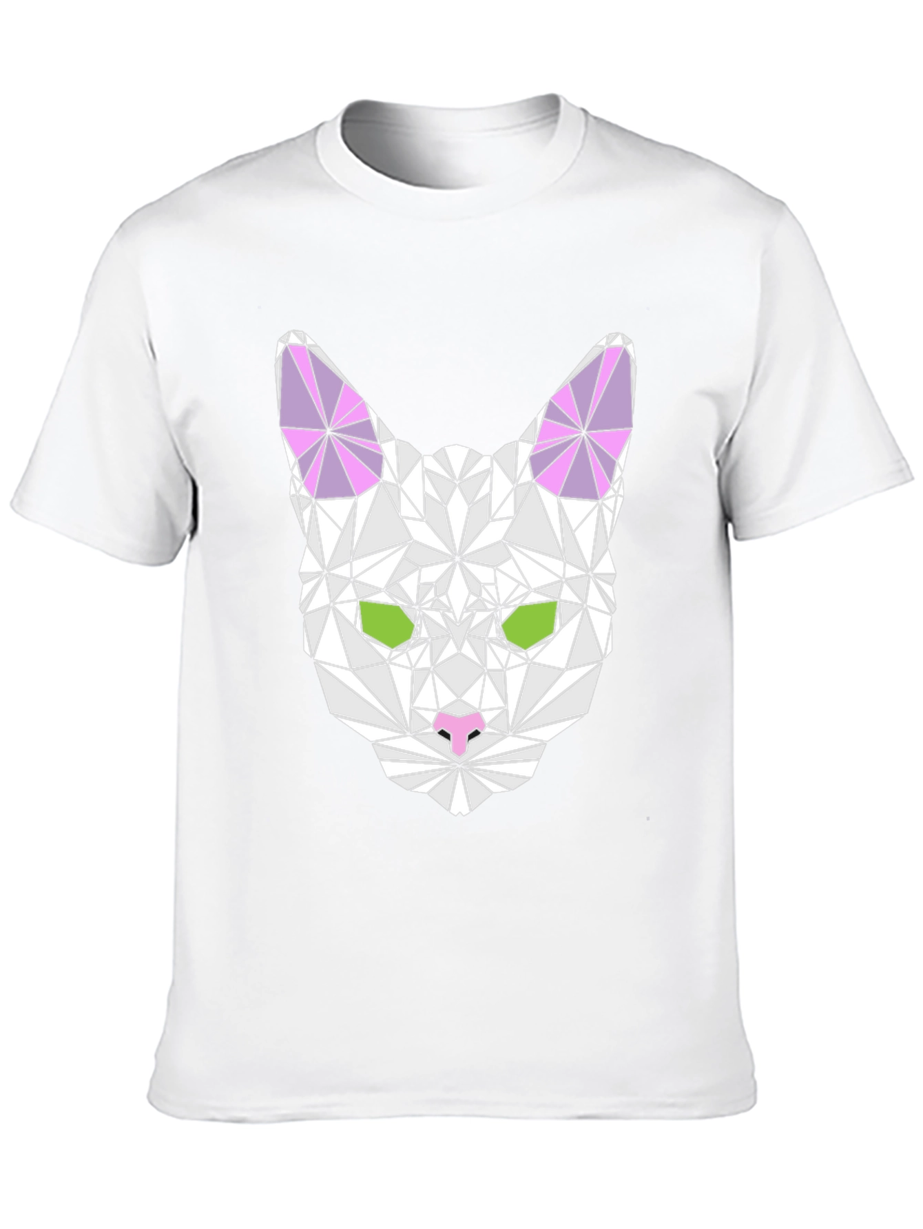 Geometric Cat Graphic Tee - Modern Style