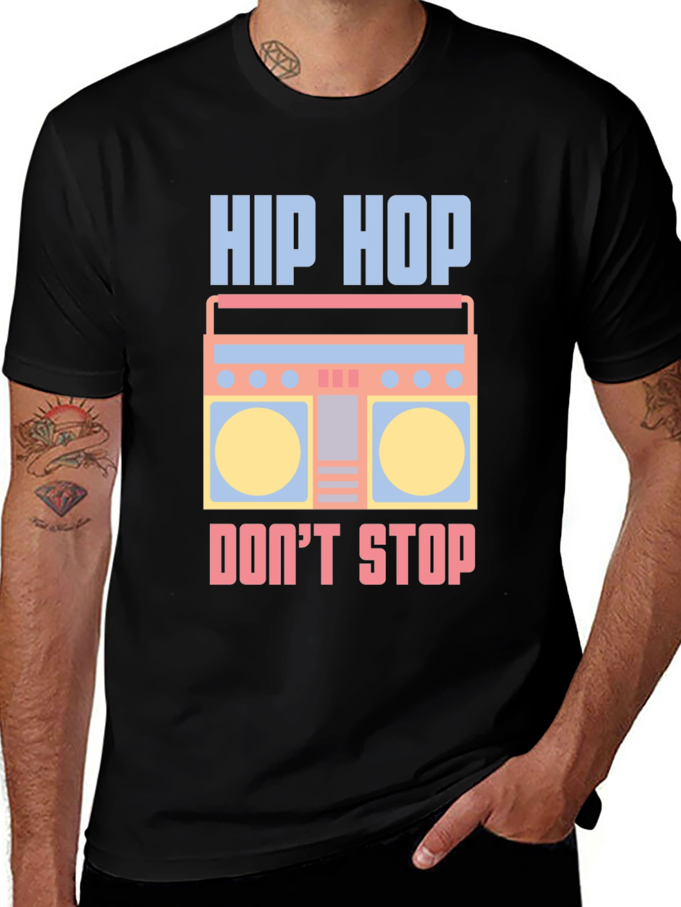 Hip Hop Boombox Graphic Tee - Cool Retro Style