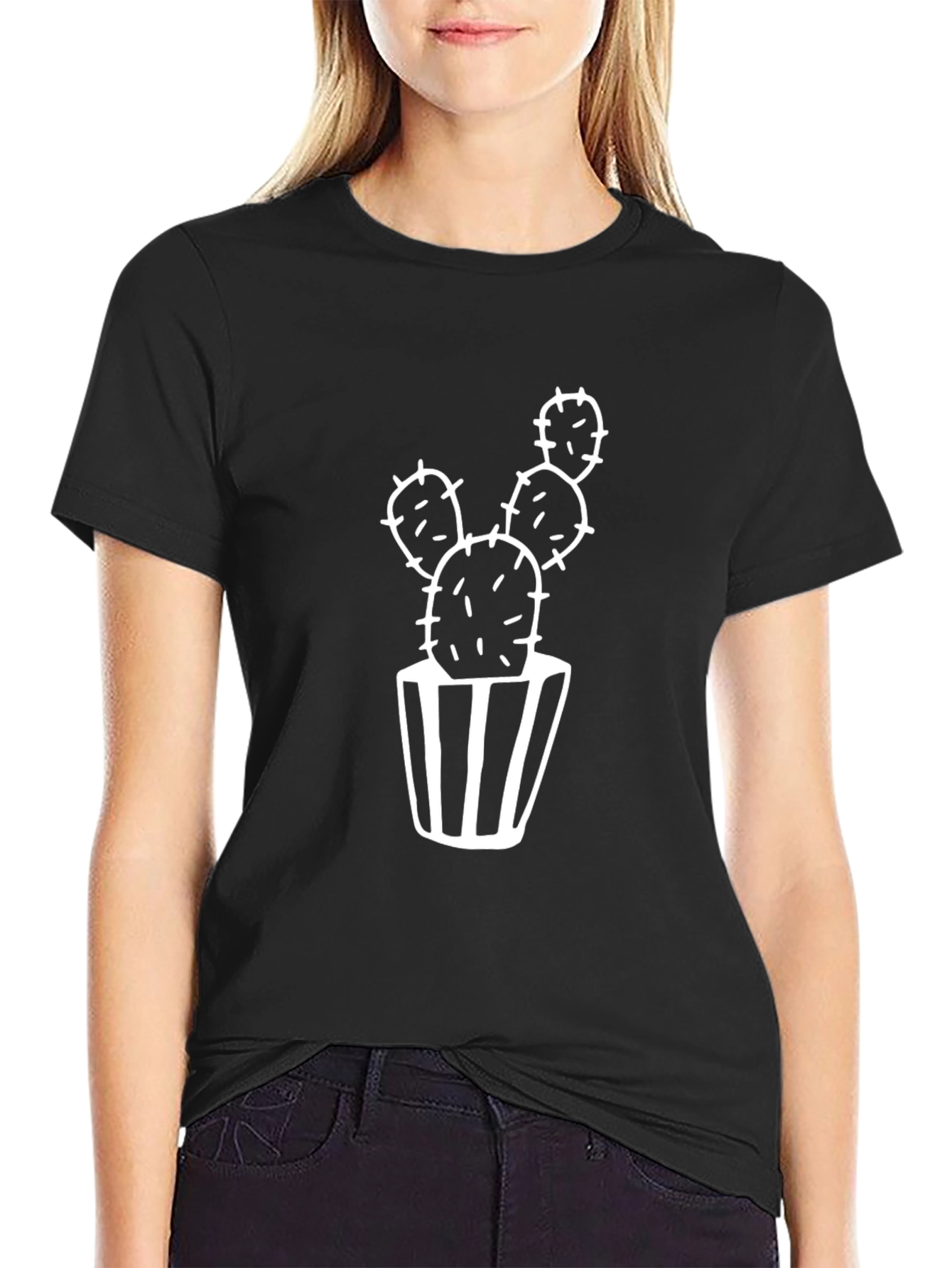 Cactus Graphic Tee - Black Cotton T-Shirt