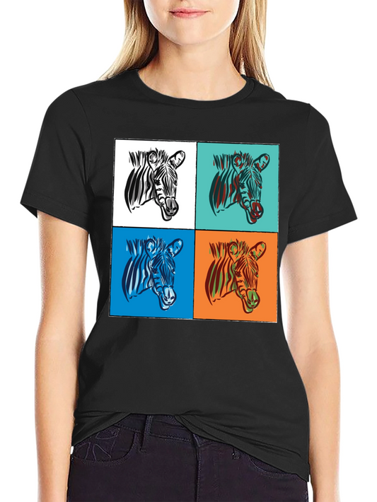 Zebra Pop Art Graphic Tee - Stylish Black T-Shirt