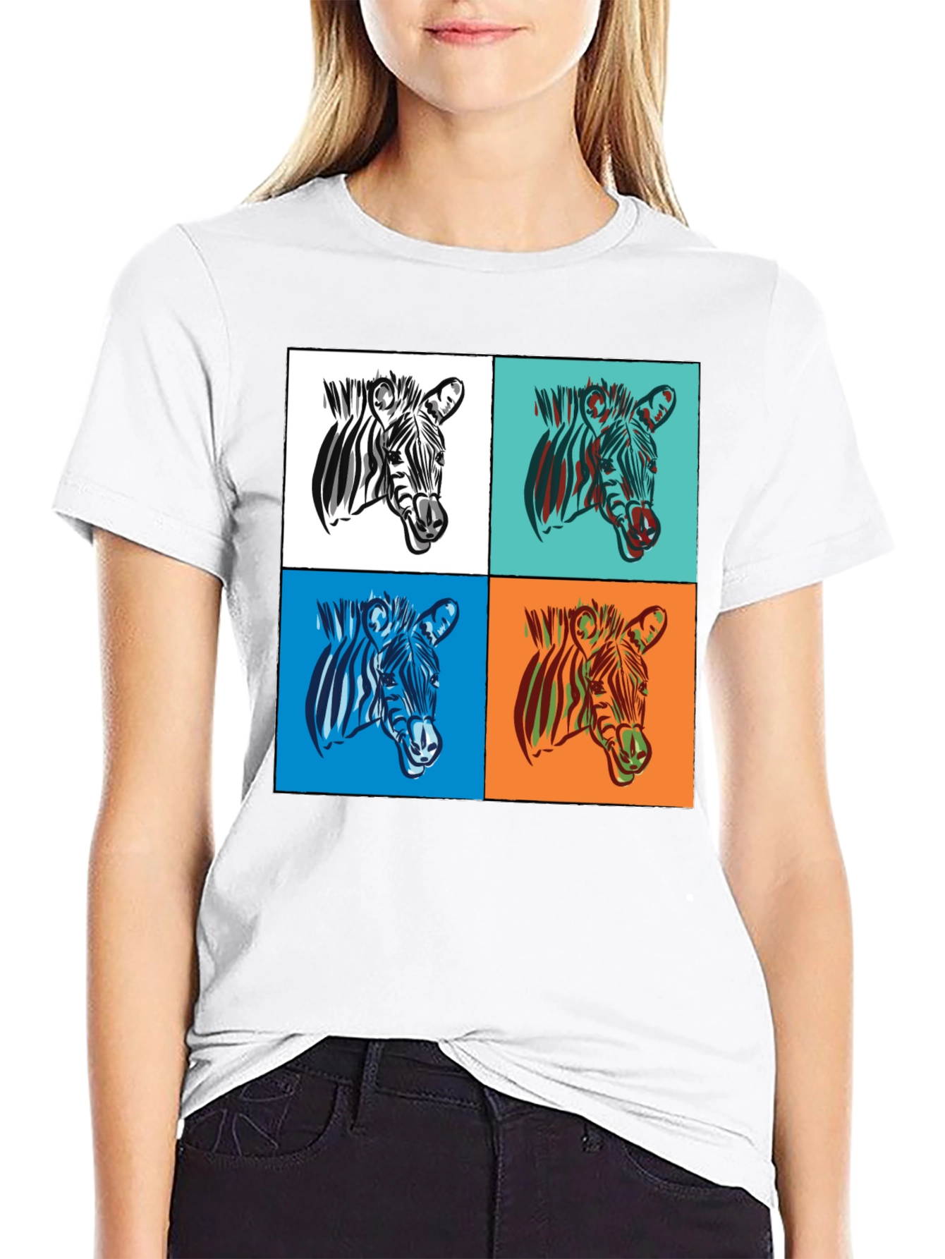 Zebra Pop Art Graphic Tee - Stylish Black T-Shirt