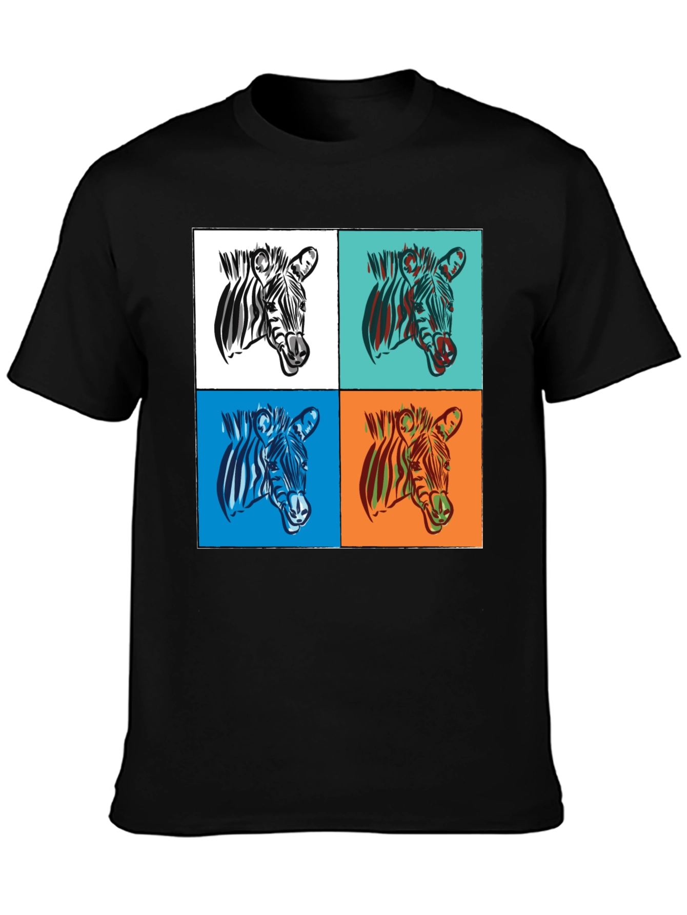 Zebra Pop Art Graphic Tee - Stylish Black T-Shirt
