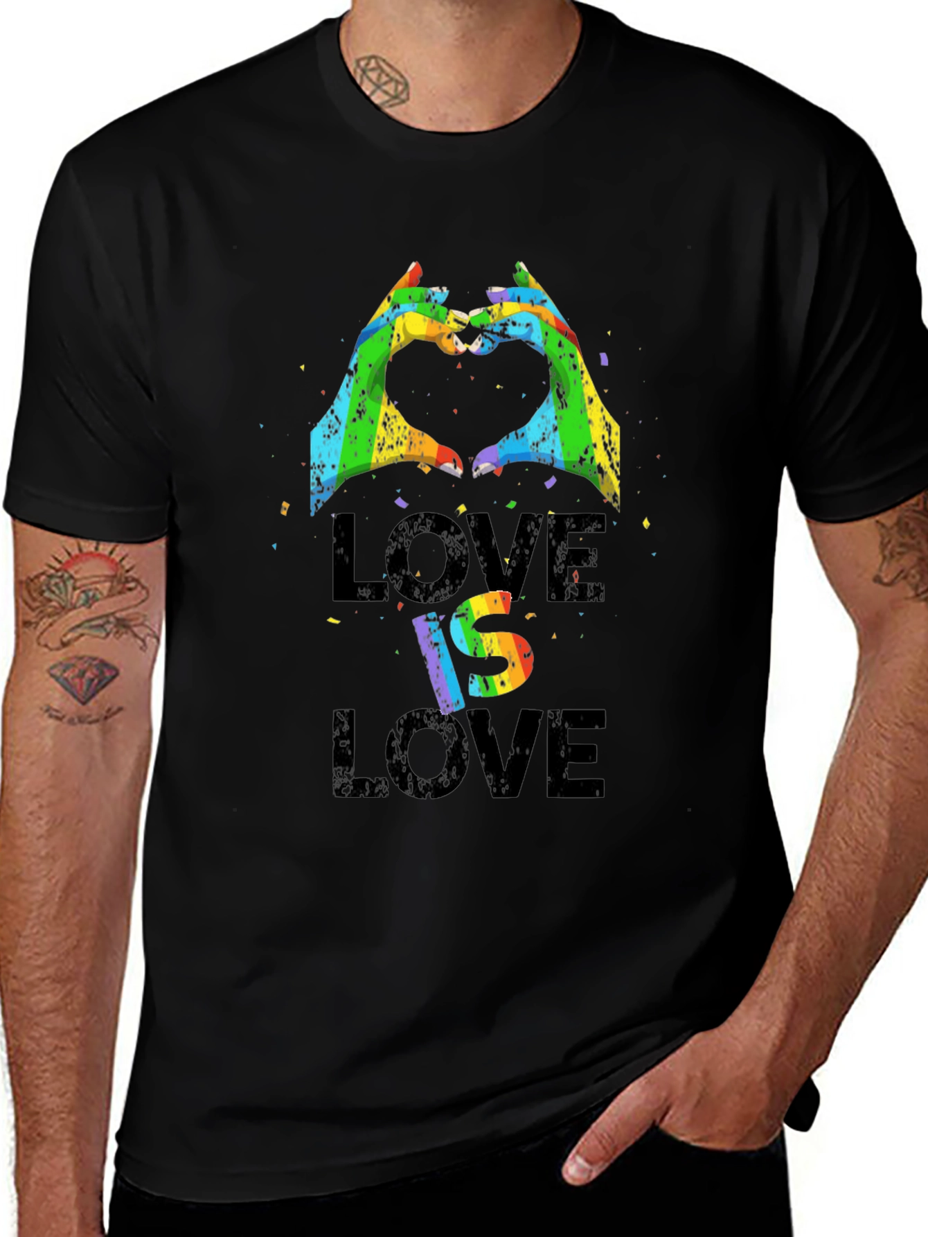 Love Is Love Rainbow Heart Hands T-Shirt