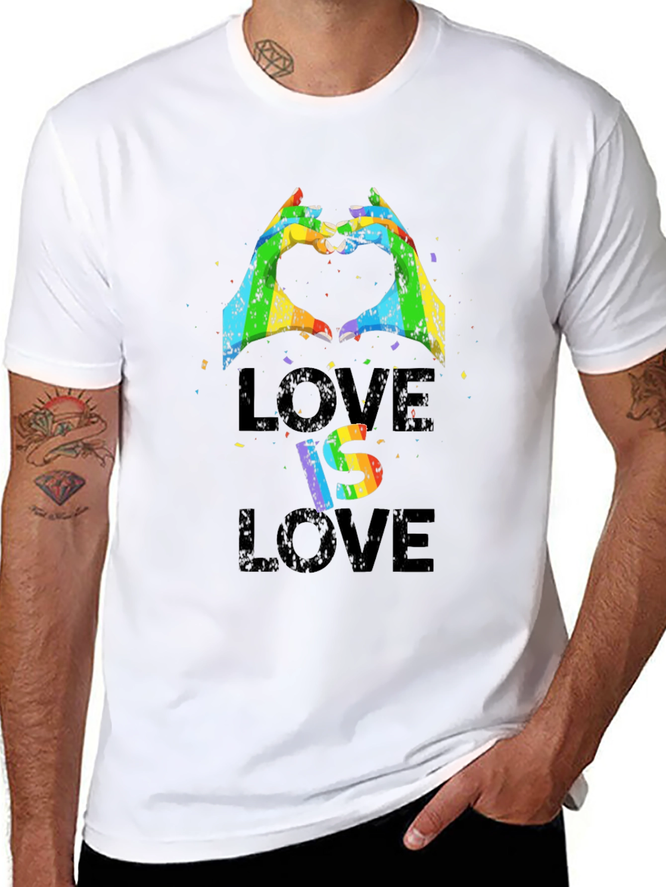 Love Is Love Rainbow Heart Hands T-Shirt
