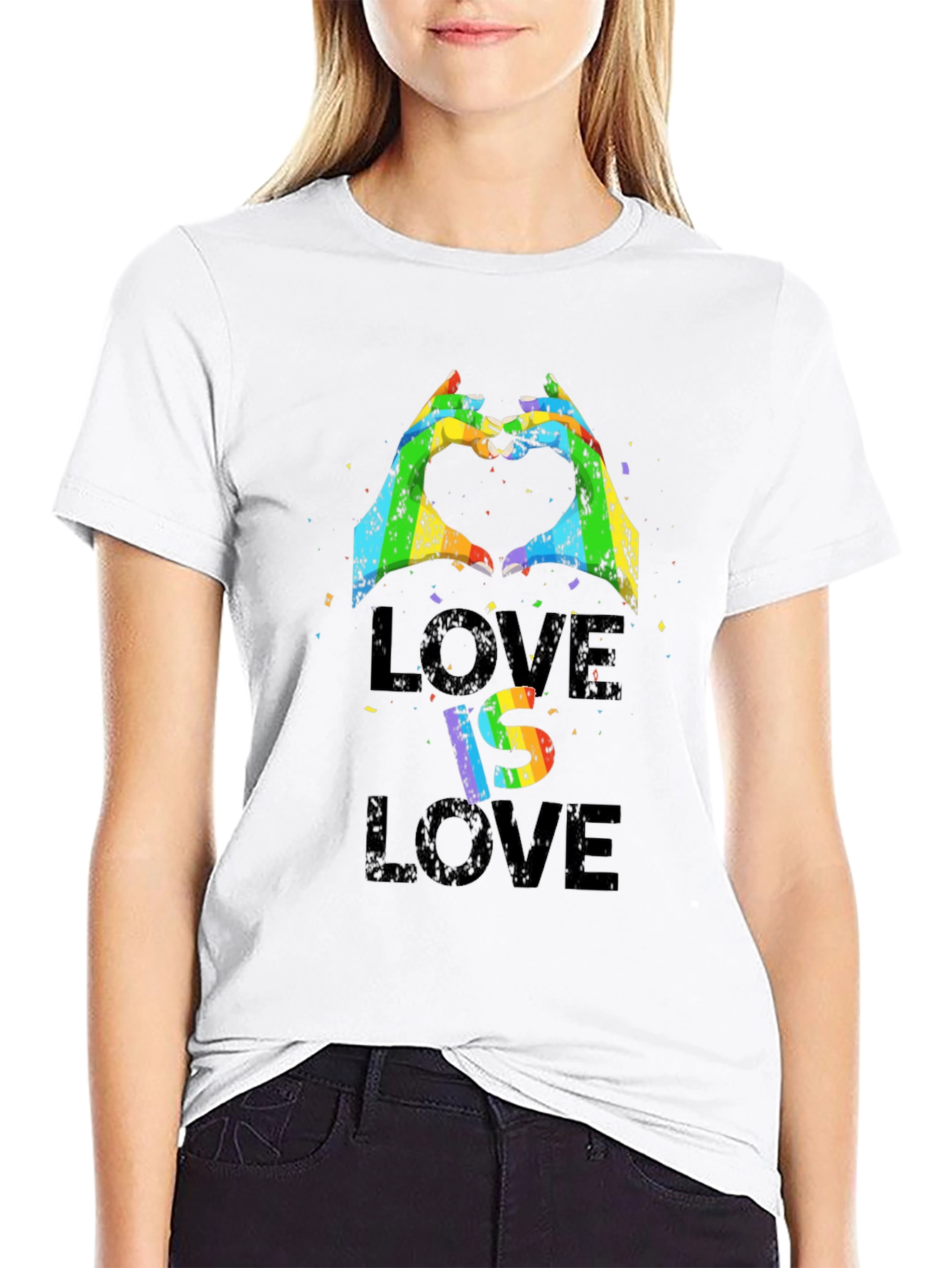 Love Is Love Rainbow Heart Hands T-Shirt