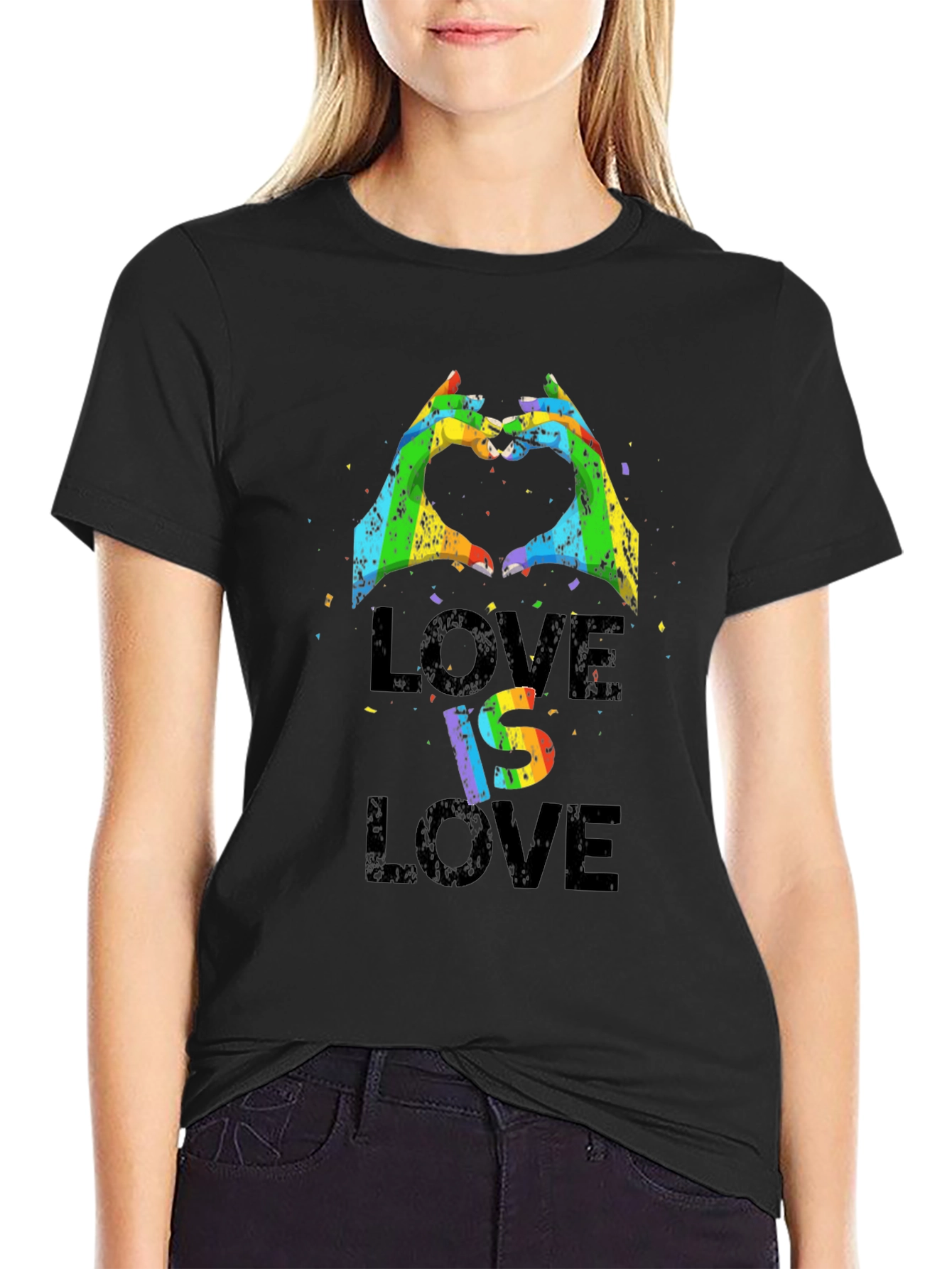 Love Is Love Rainbow Heart Hands T-Shirt