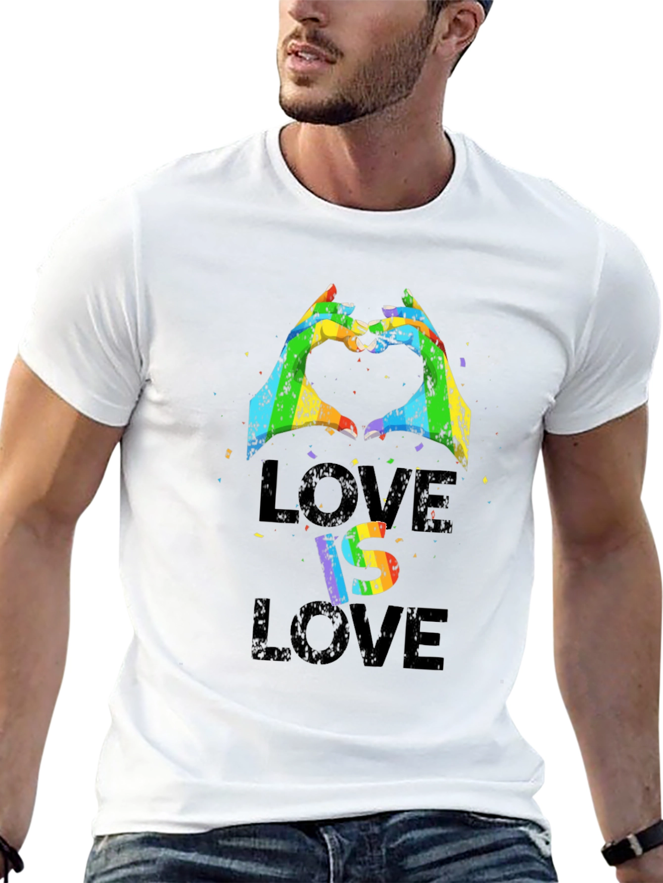 Love Is Love Rainbow Heart Hands T-Shirt