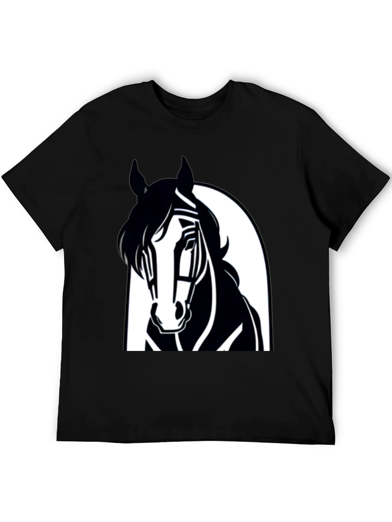Mens Black Horse Graphic Tee