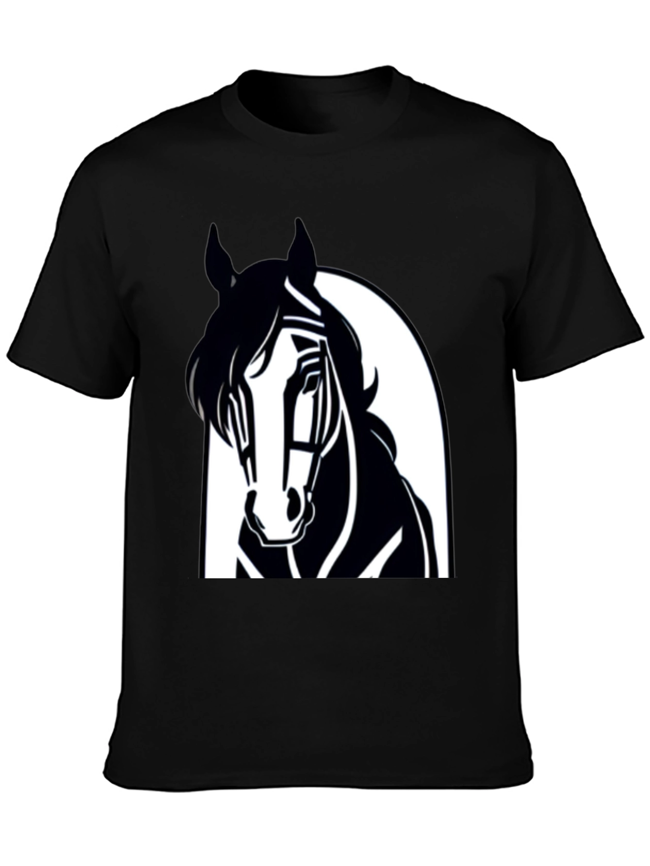 Mens Black Horse Graphic Tee