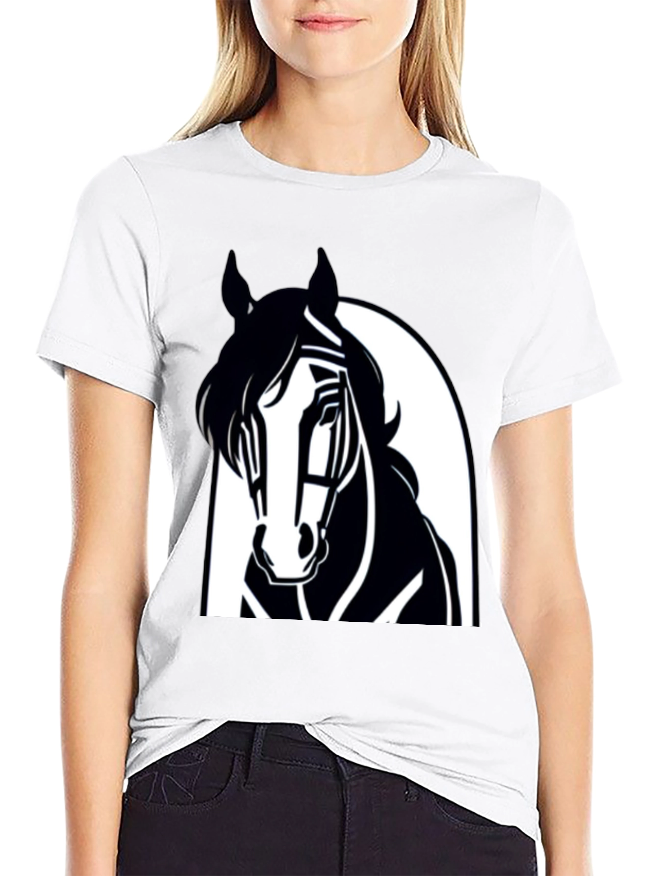 Mens Black Horse Graphic Tee