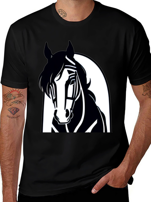 Mens Black Horse Graphic Tee