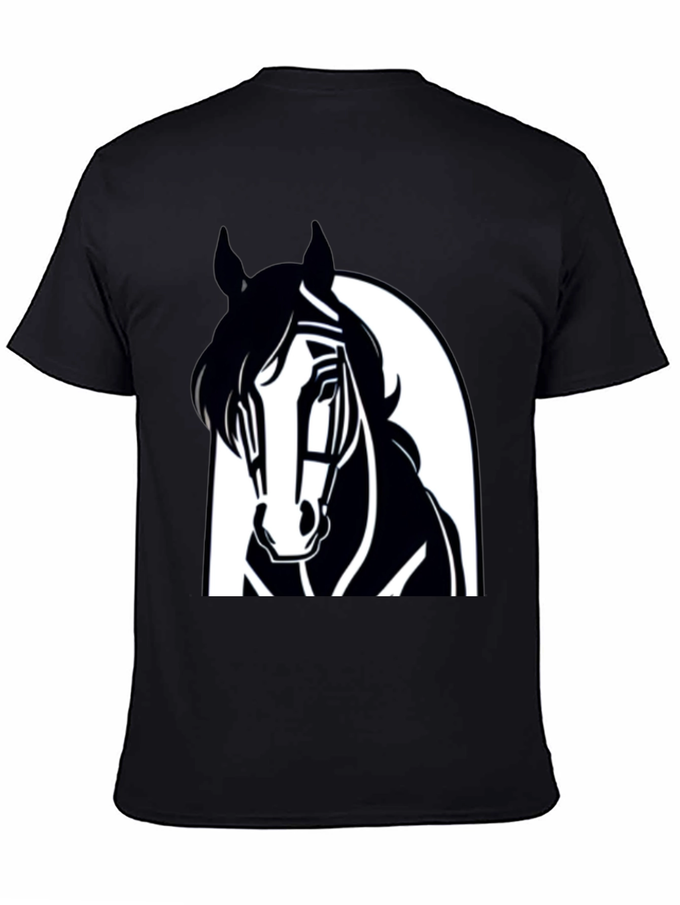Mens Black Horse Graphic Tee