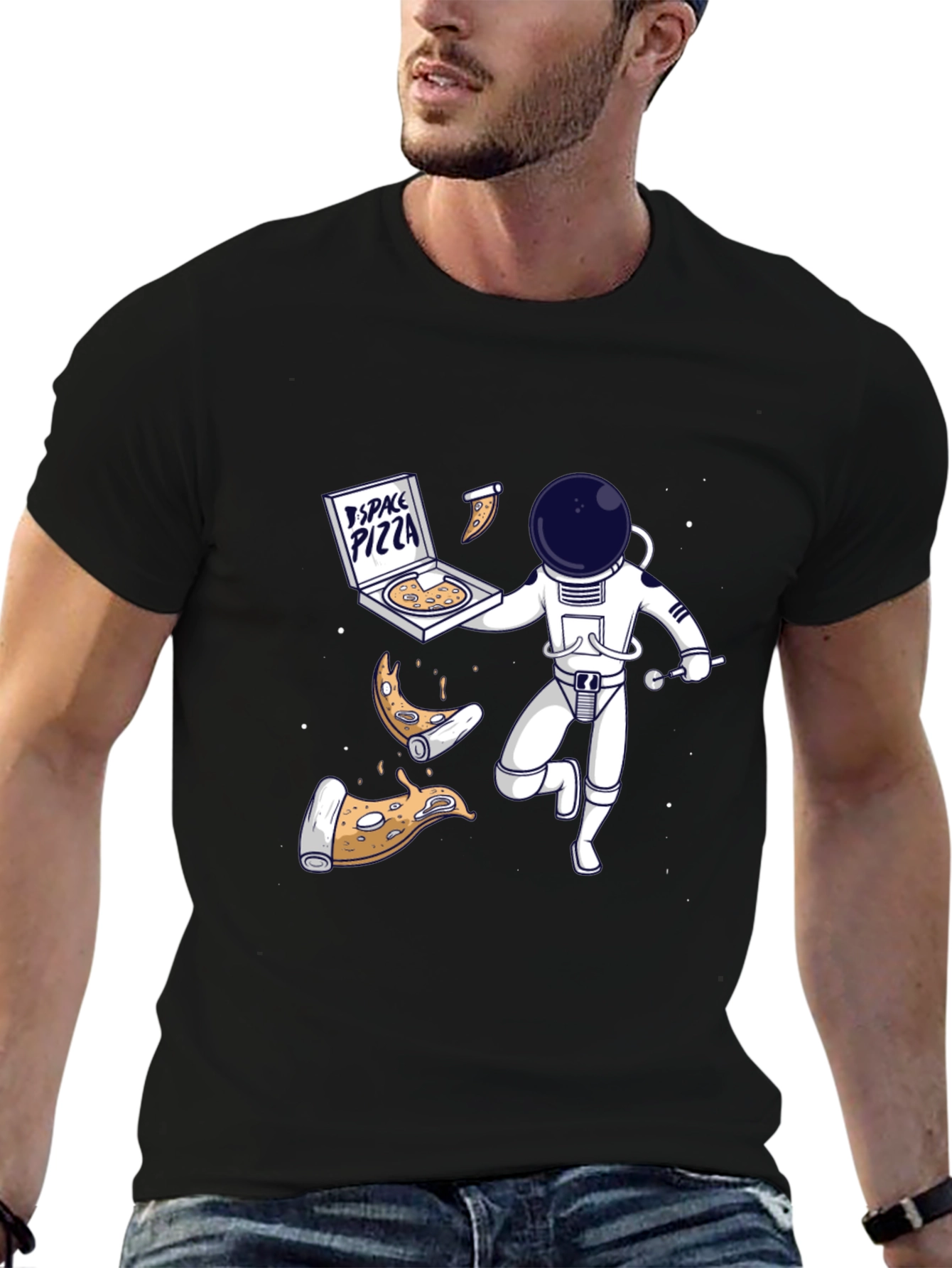 Space Pizza T-Shirt: Astronauts & Pizza in Orbit