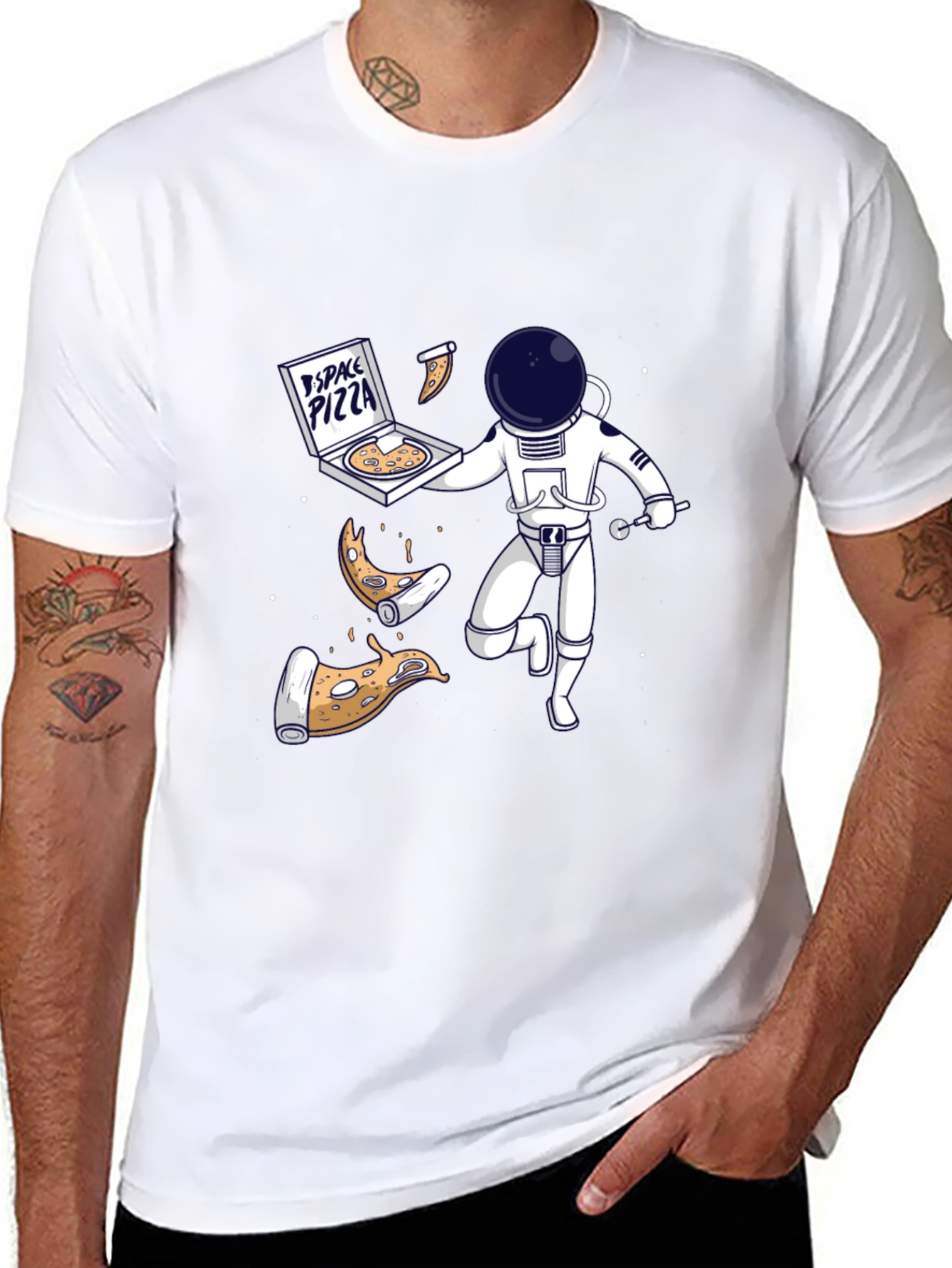 Space Pizza T-Shirt: Astronauts & Pizza in Orbit