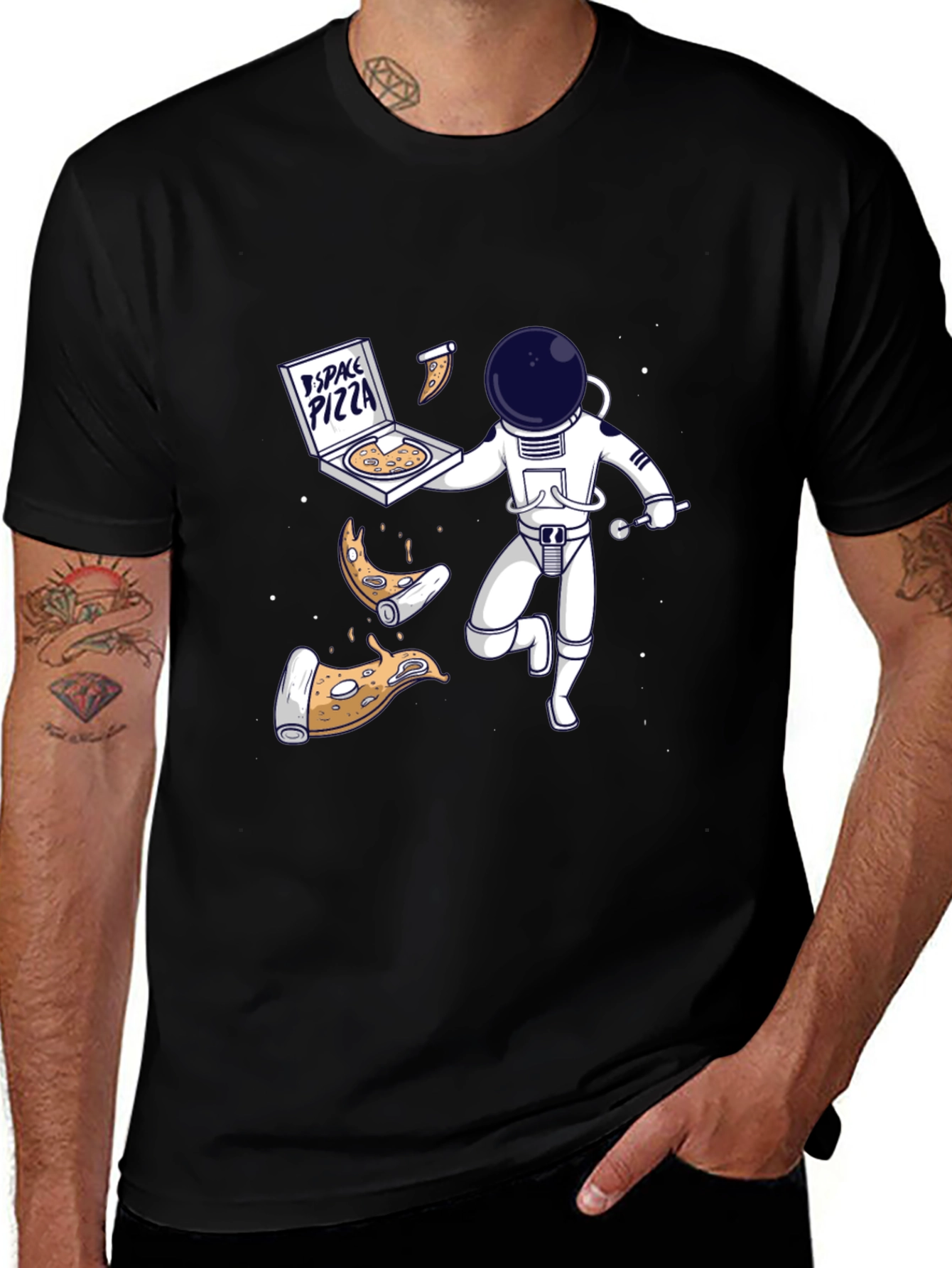 Space Pizza T-Shirt: Astronauts & Pizza in Orbit