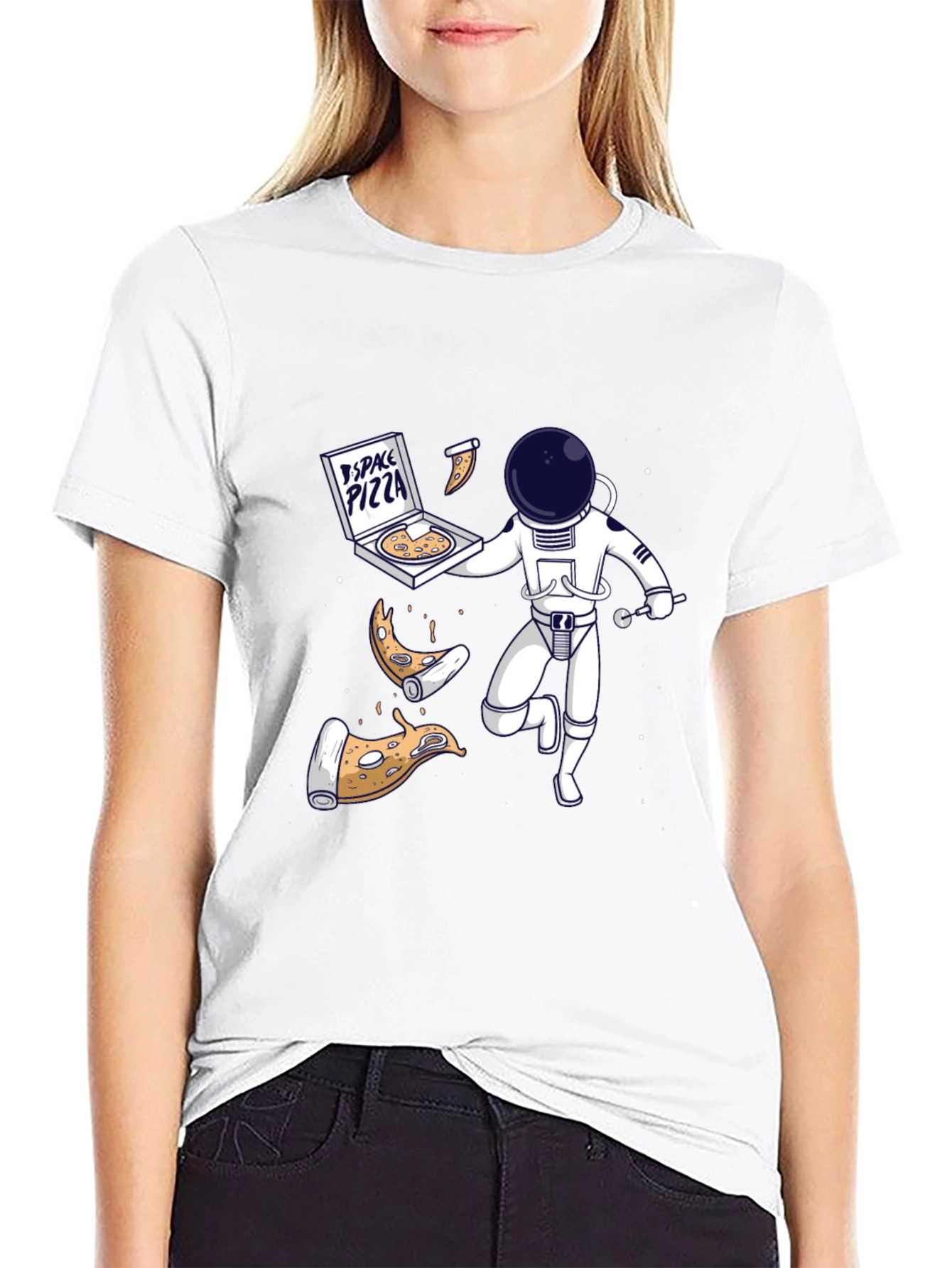 Space Pizza T-Shirt: Astronauts & Pizza in Orbit
