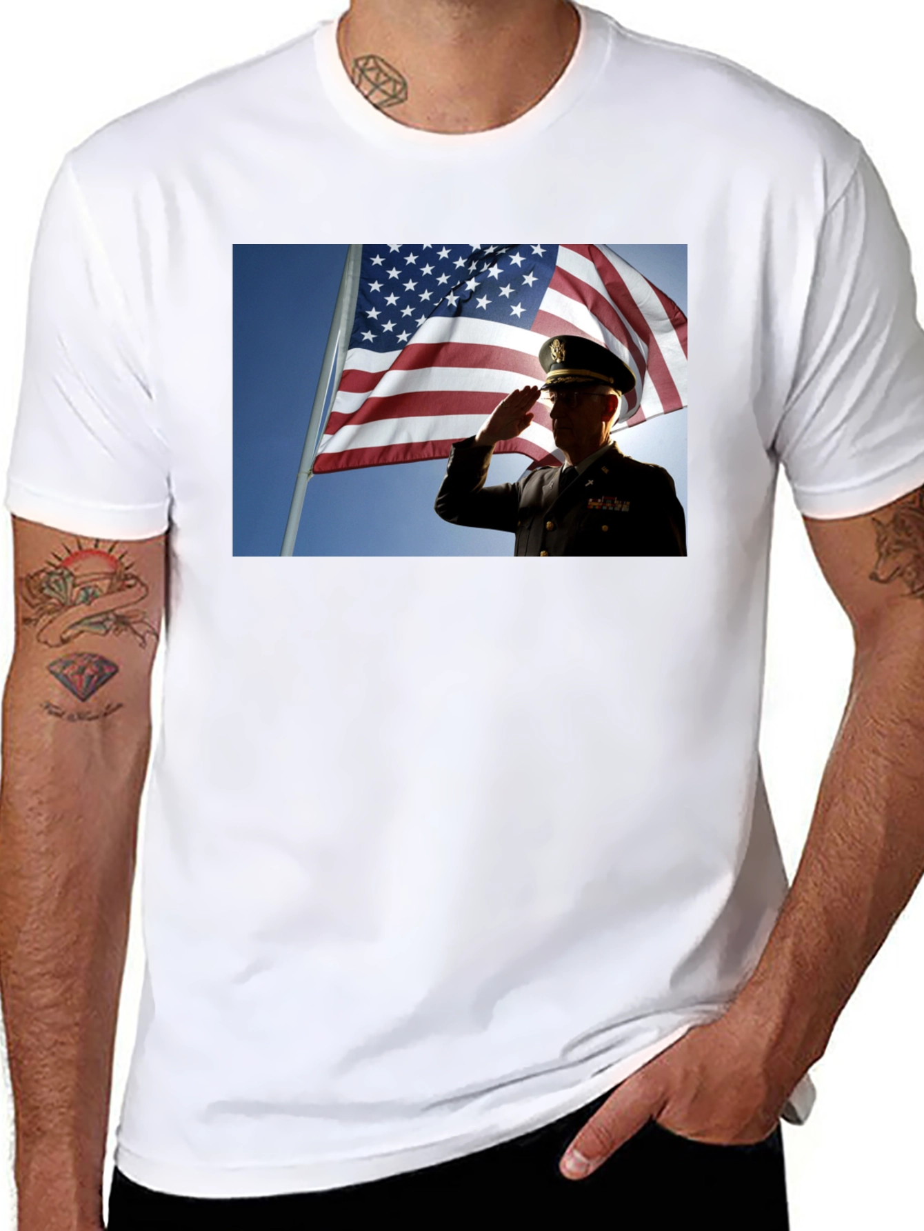 Patriotic Soldier T-Shirt - American Flag Design