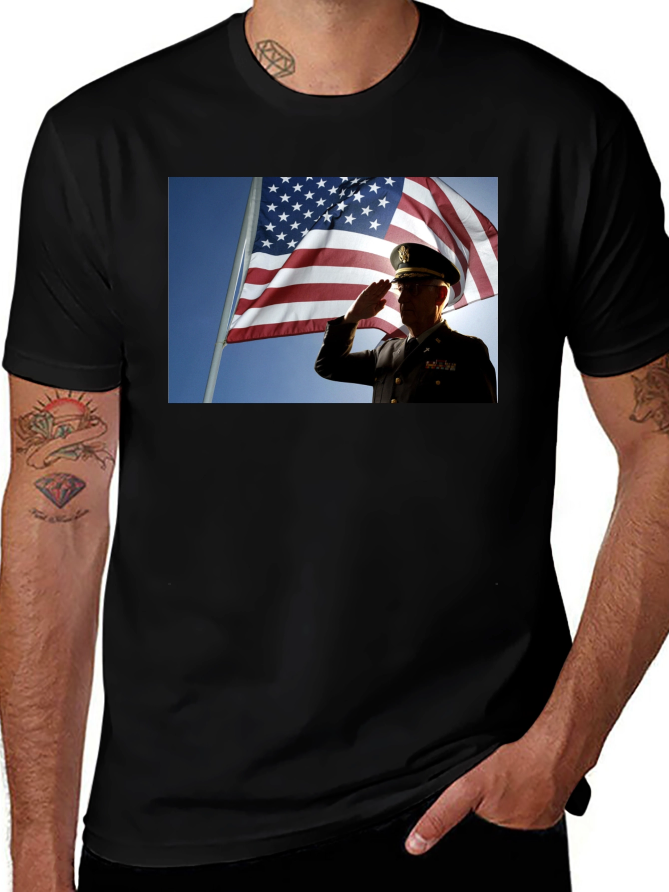 Patriotic Soldier T-Shirt - American Flag Design