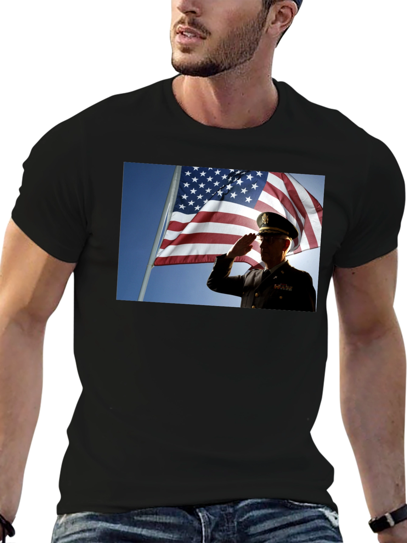 Patriotic Soldier T-Shirt - American Flag Design