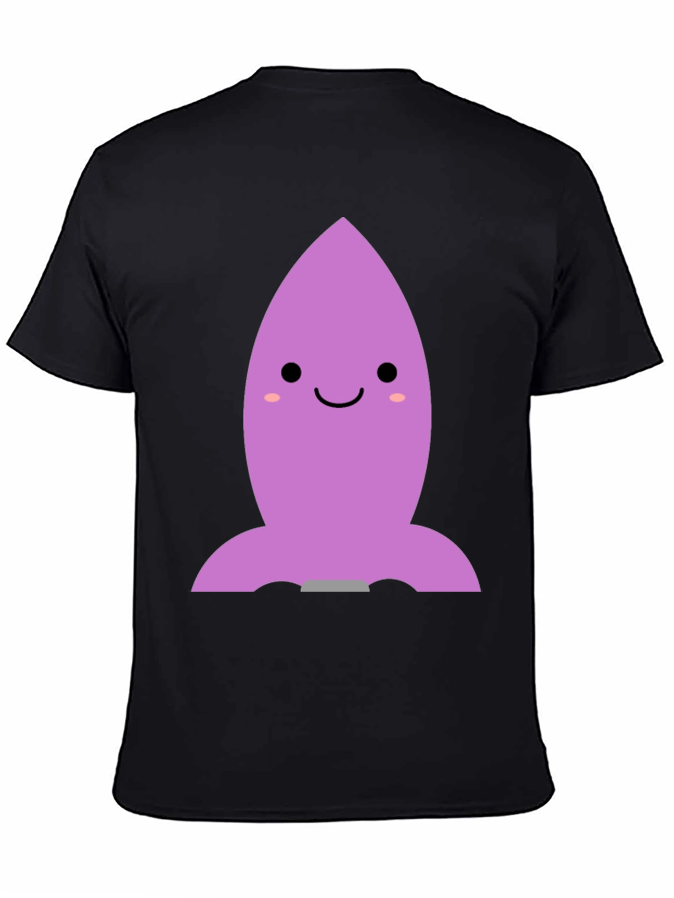Cute Cartoon Rocket T-Shirt - Black Cotton Blend