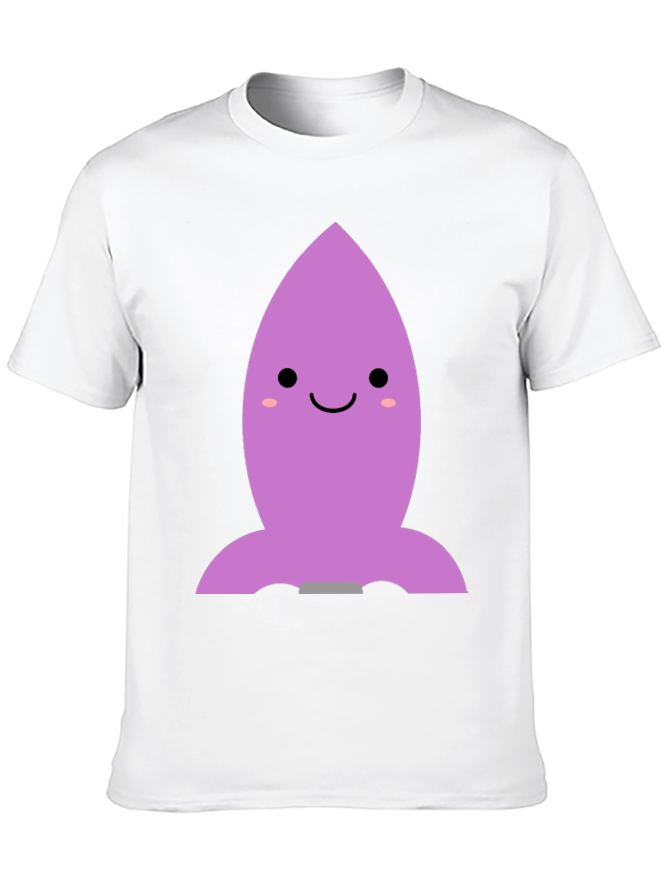 Cute Cartoon Rocket T-Shirt - Black Cotton Blend