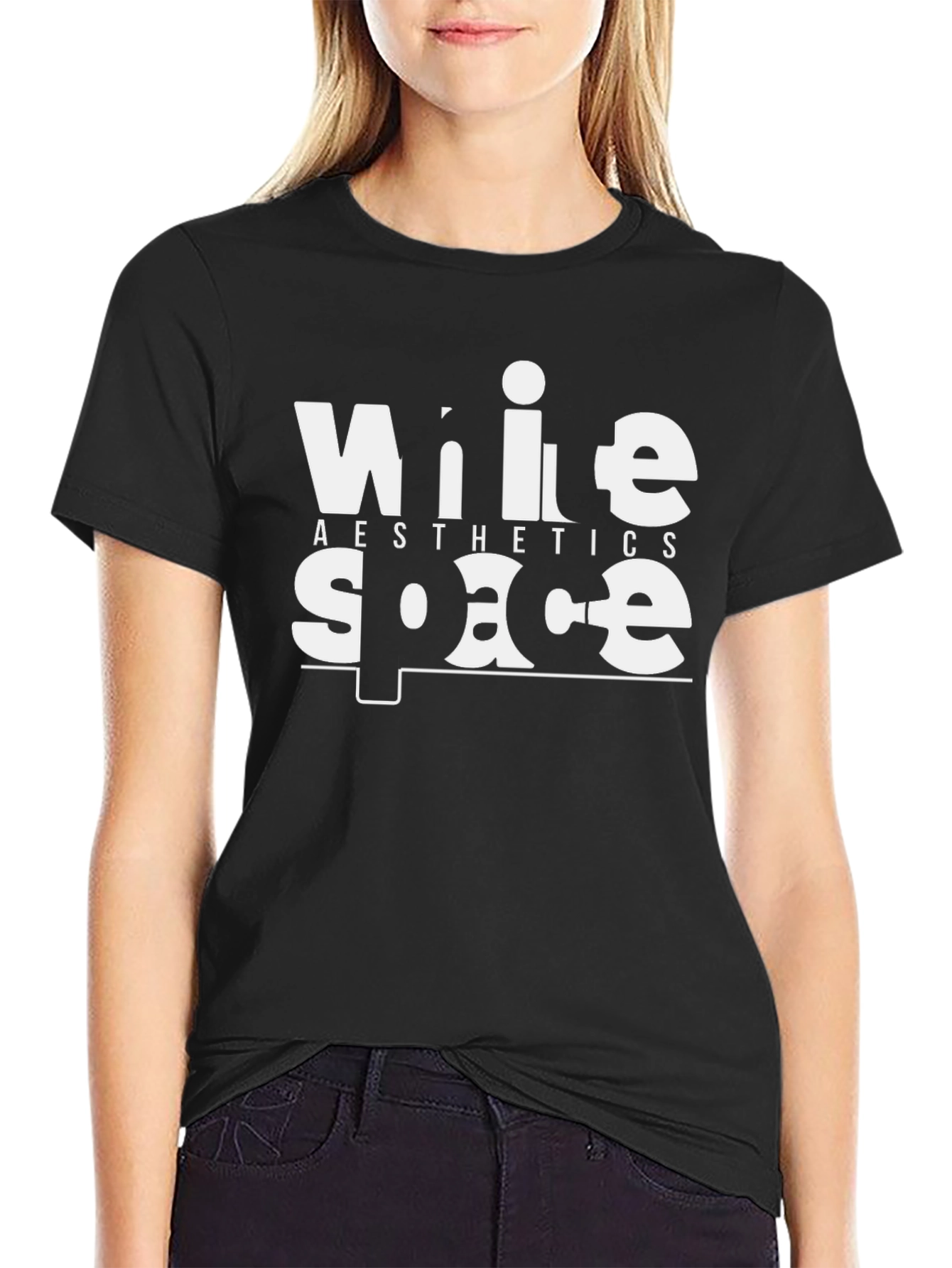 Wide Aesthetics Space Black T-Shirt