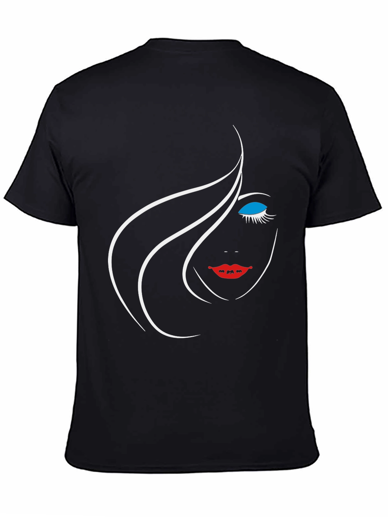 Black Graphic Tee - Minimalist Face Design