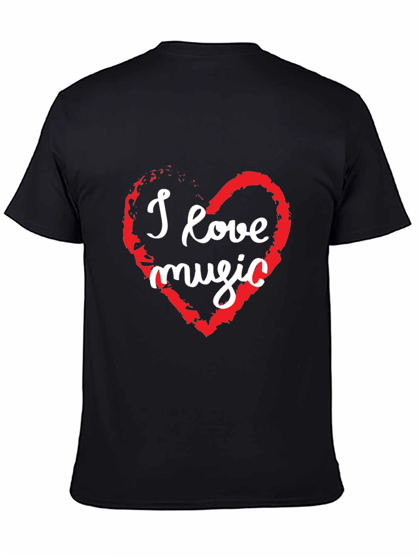 I Love Music Graphic T-Shirt - Black