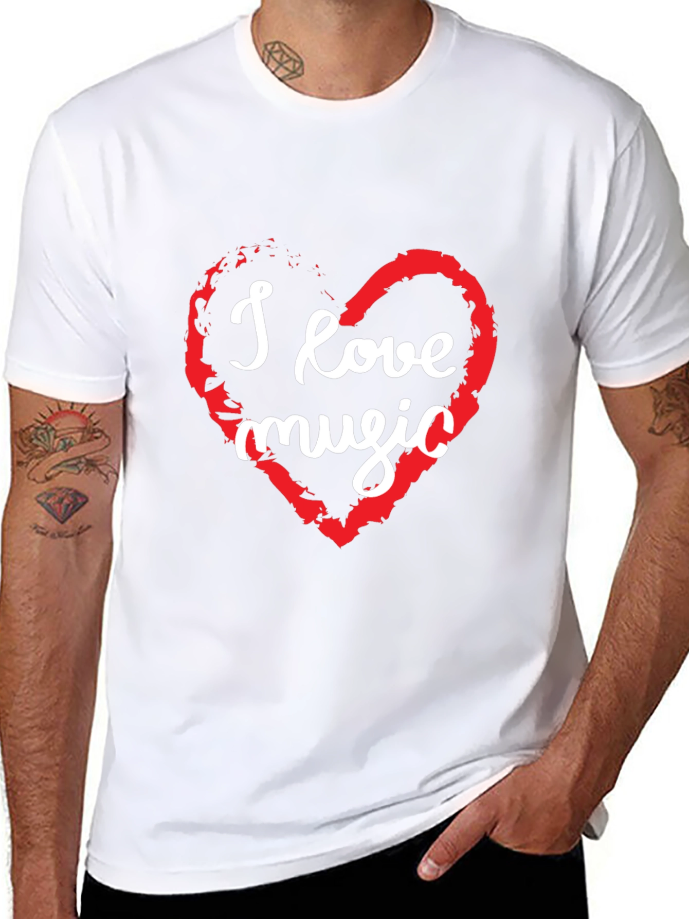 I Love Music Graphic T-Shirt - Black