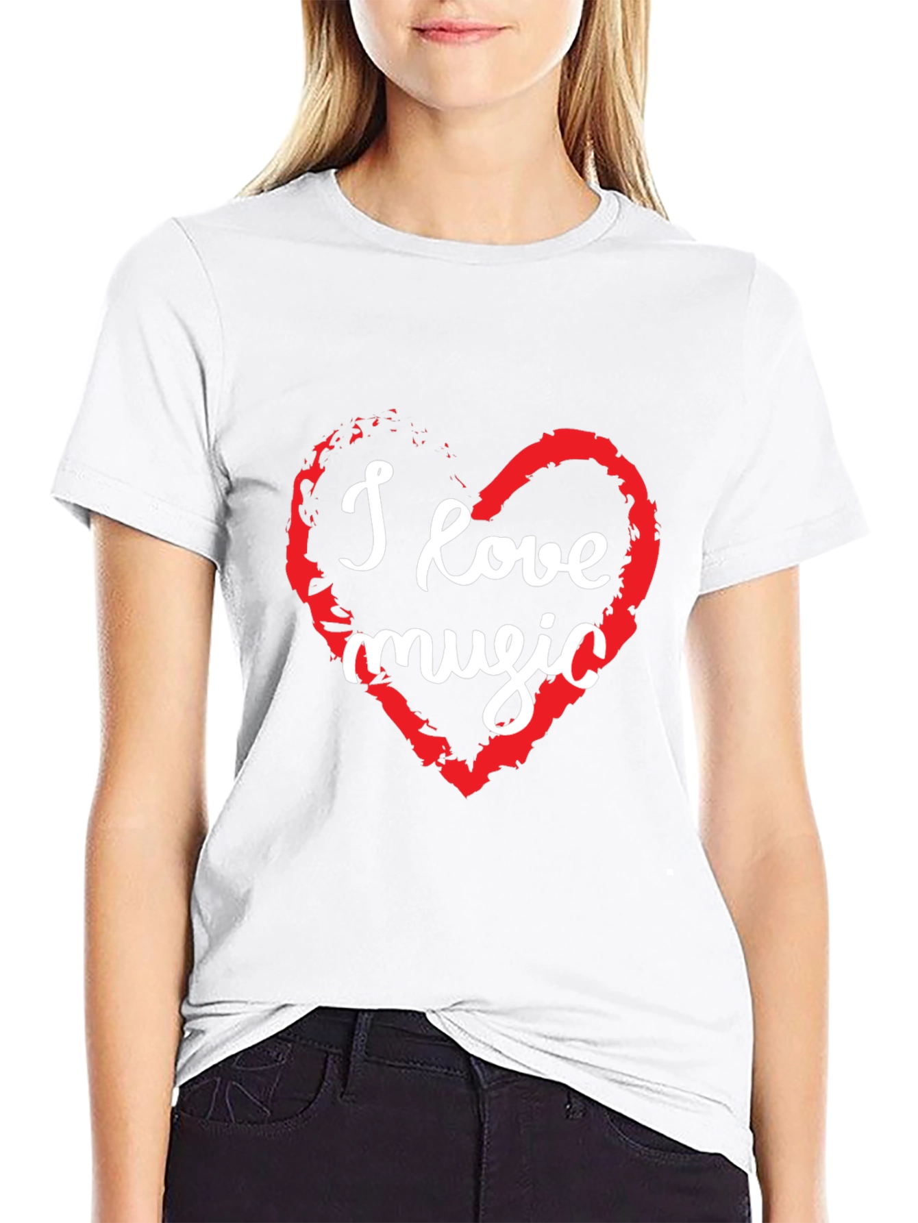 I Love Music Graphic T-Shirt - Black