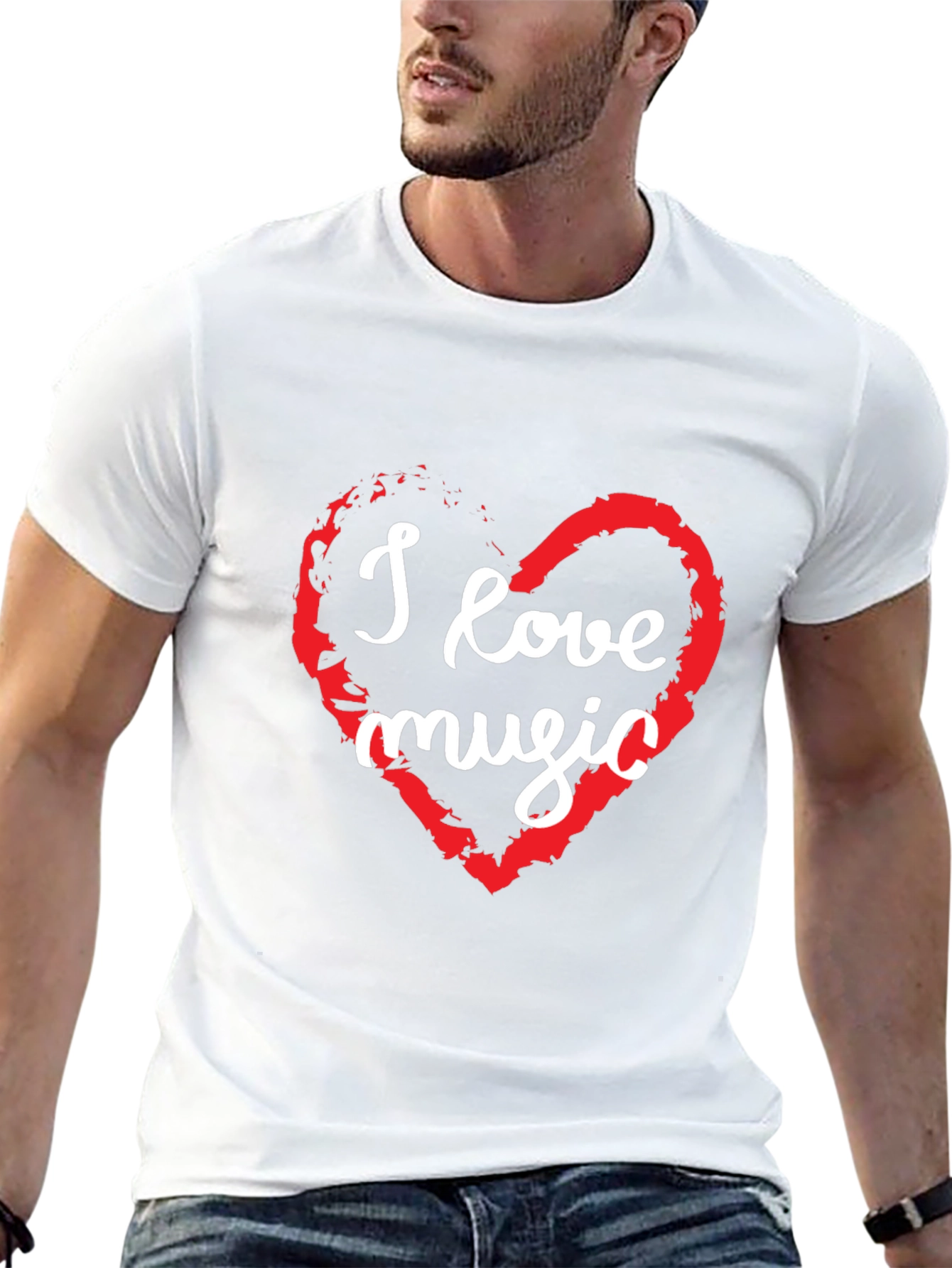 I Love Music Graphic T-Shirt - Black