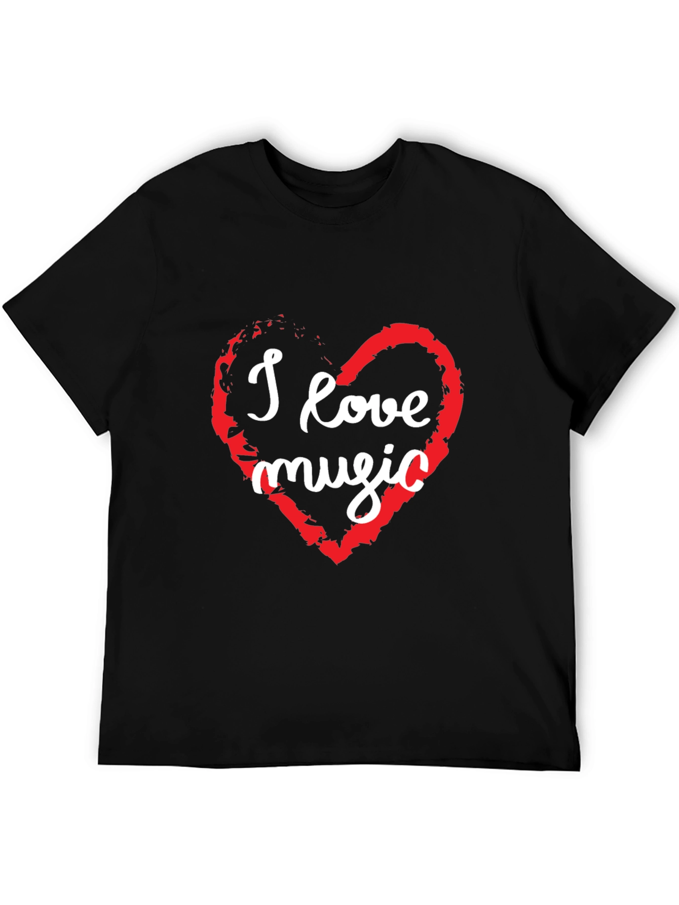 I Love Music Graphic T-Shirt - Black