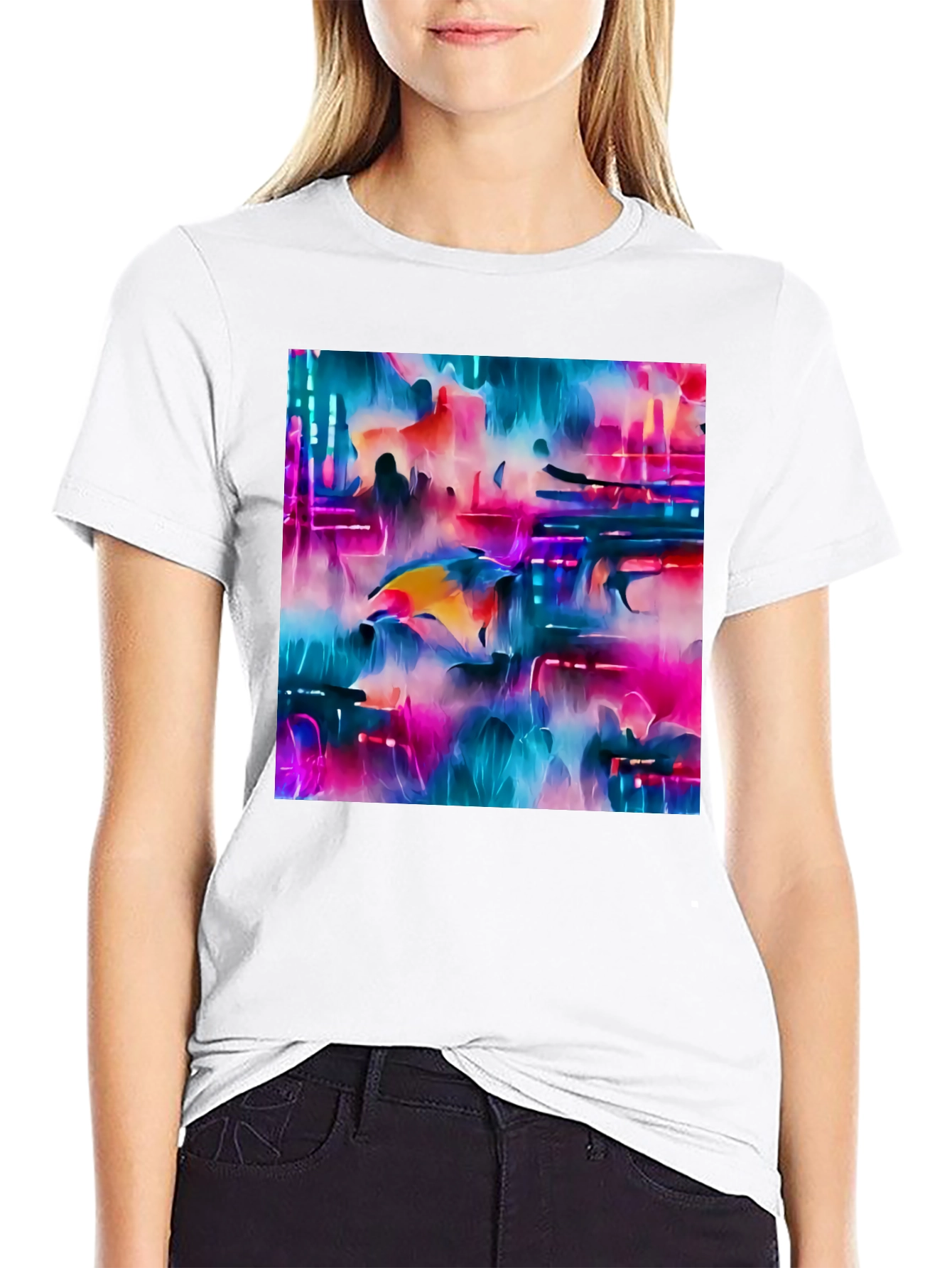 Abstract Dolphin Graphic Tee - Black Unisex T-Shirt