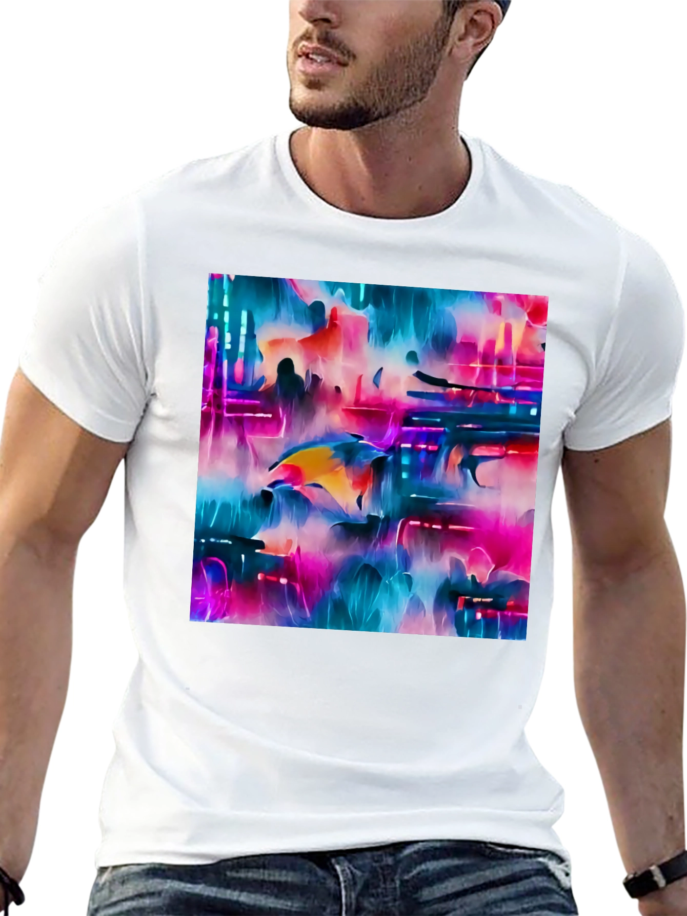 Abstract Dolphin Graphic Tee - Black Unisex T-Shirt