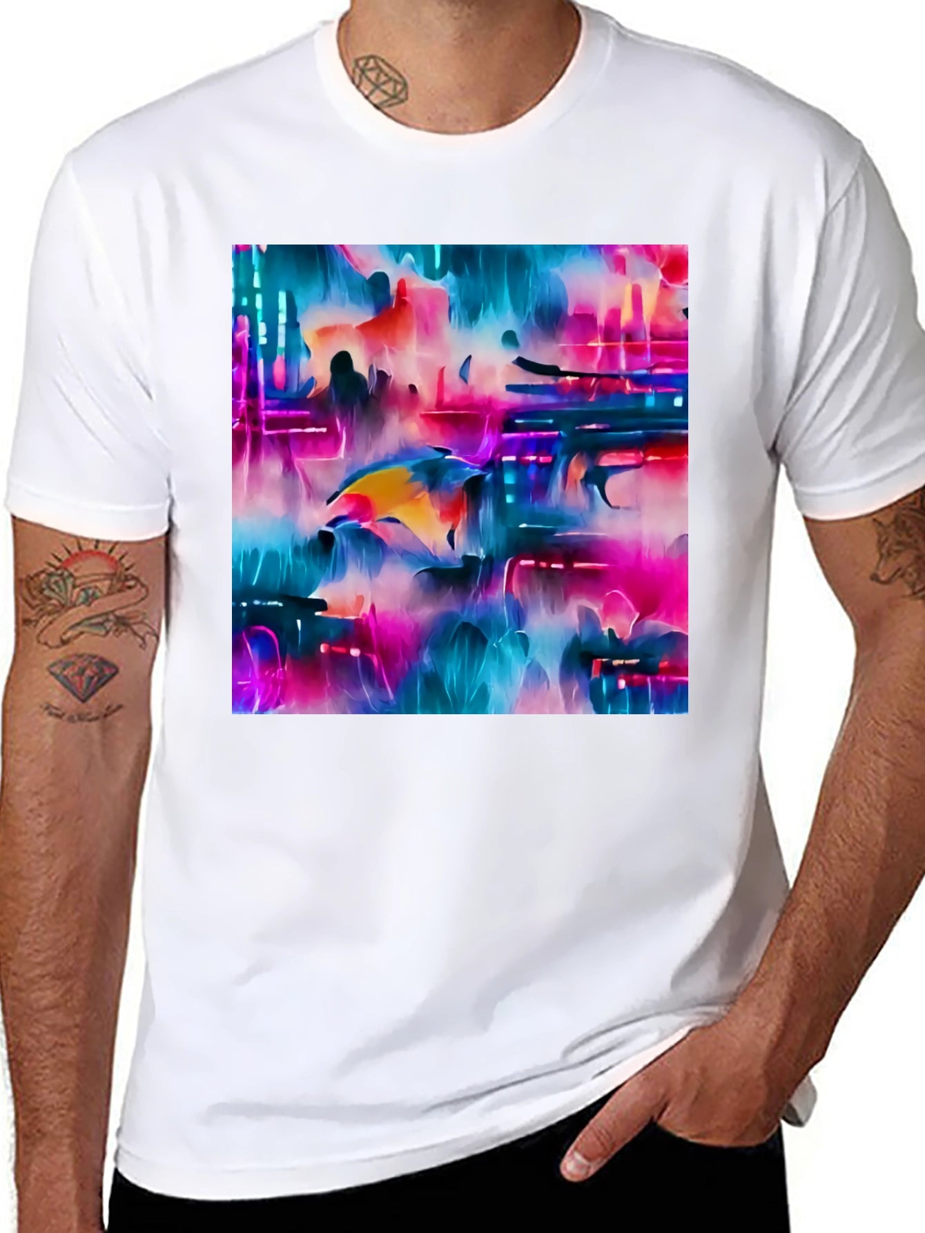 Abstract Dolphin Graphic Tee - Black Unisex T-Shirt