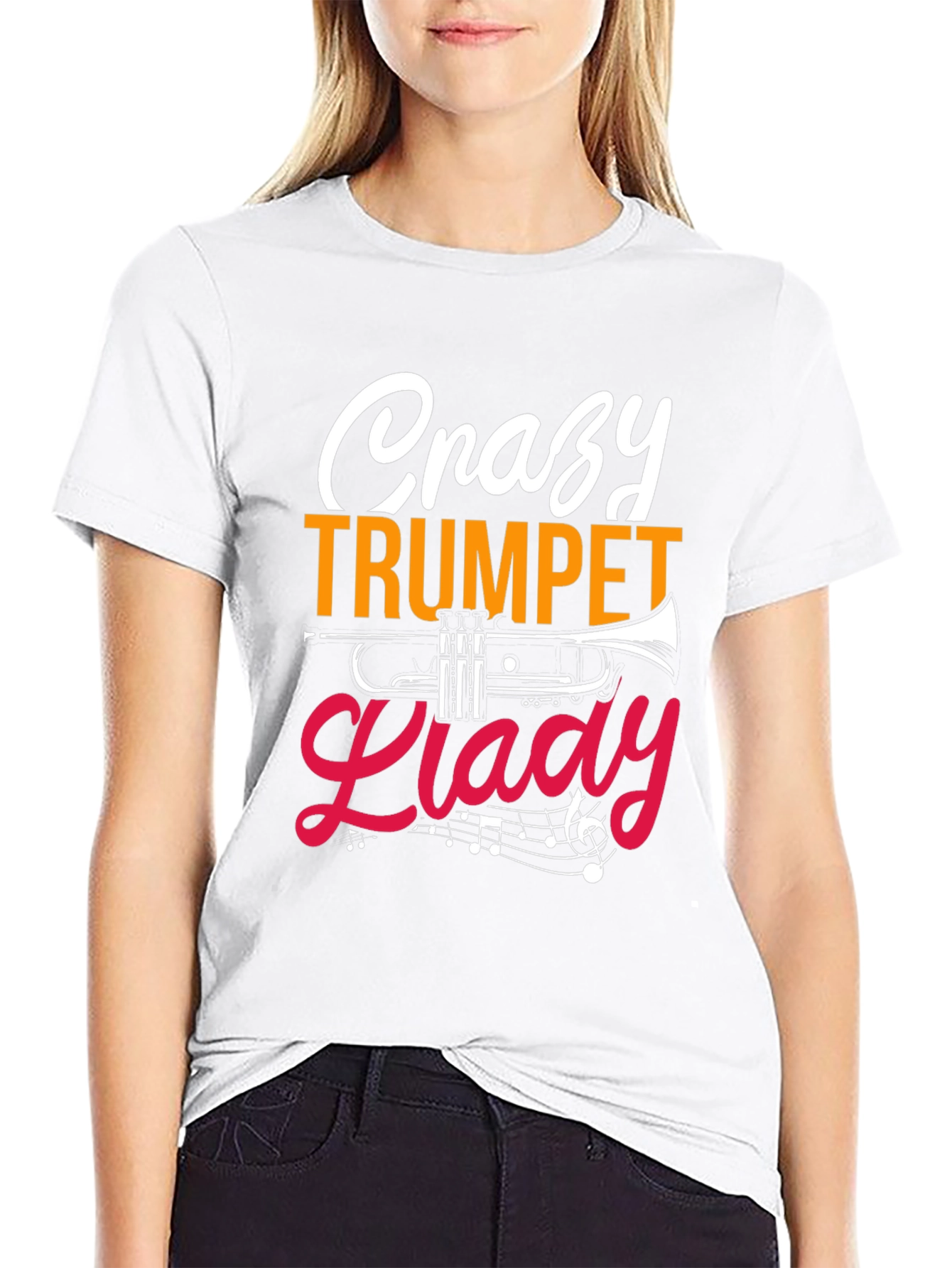 Crazy Trumpet Lady Graphic Tee - Musician T-Shirt