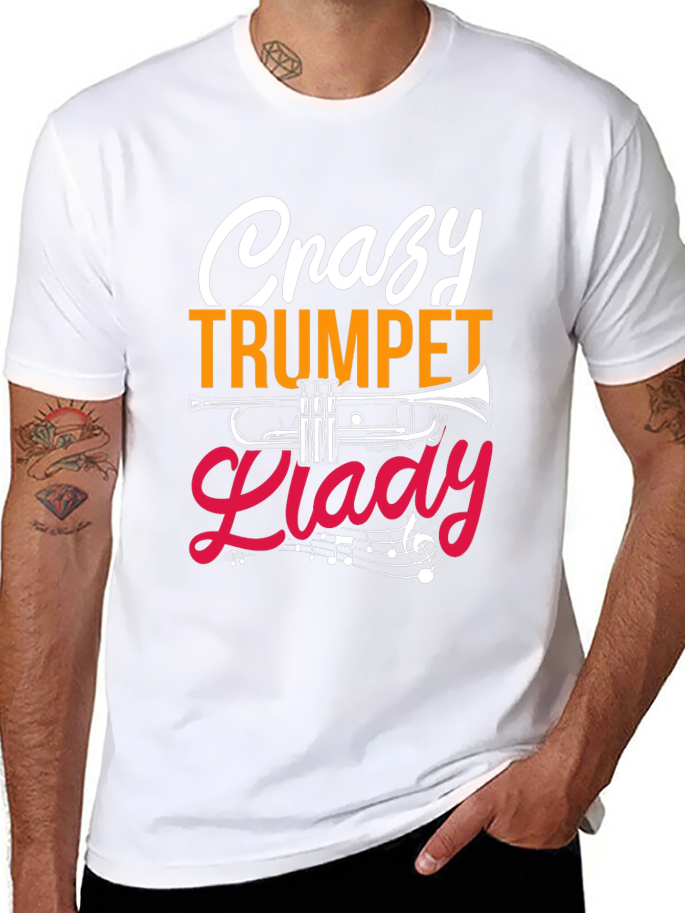 Crazy Trumpet Lady Graphic Tee - Musician T-Shirt