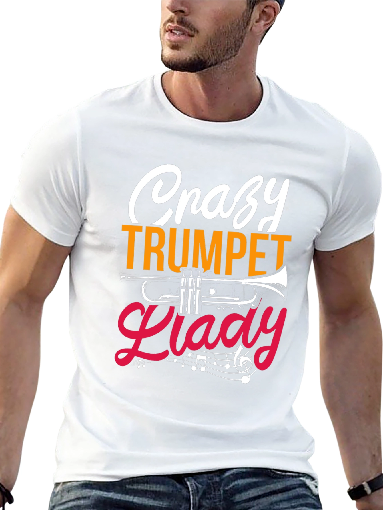 Crazy Trumpet Lady Graphic Tee - Musician T-Shirt