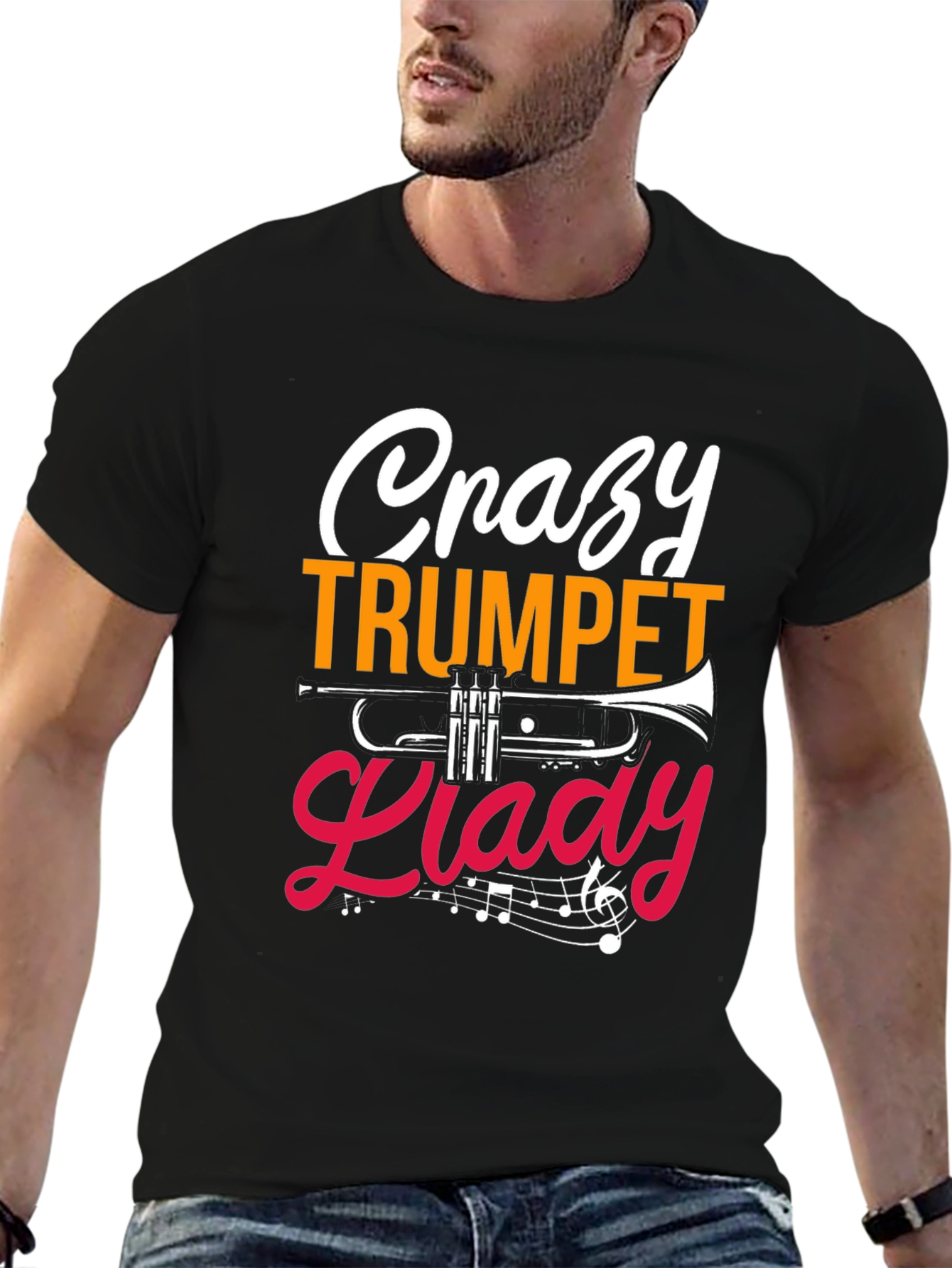 Crazy Trumpet Lady Graphic Tee - Musician T-Shirt