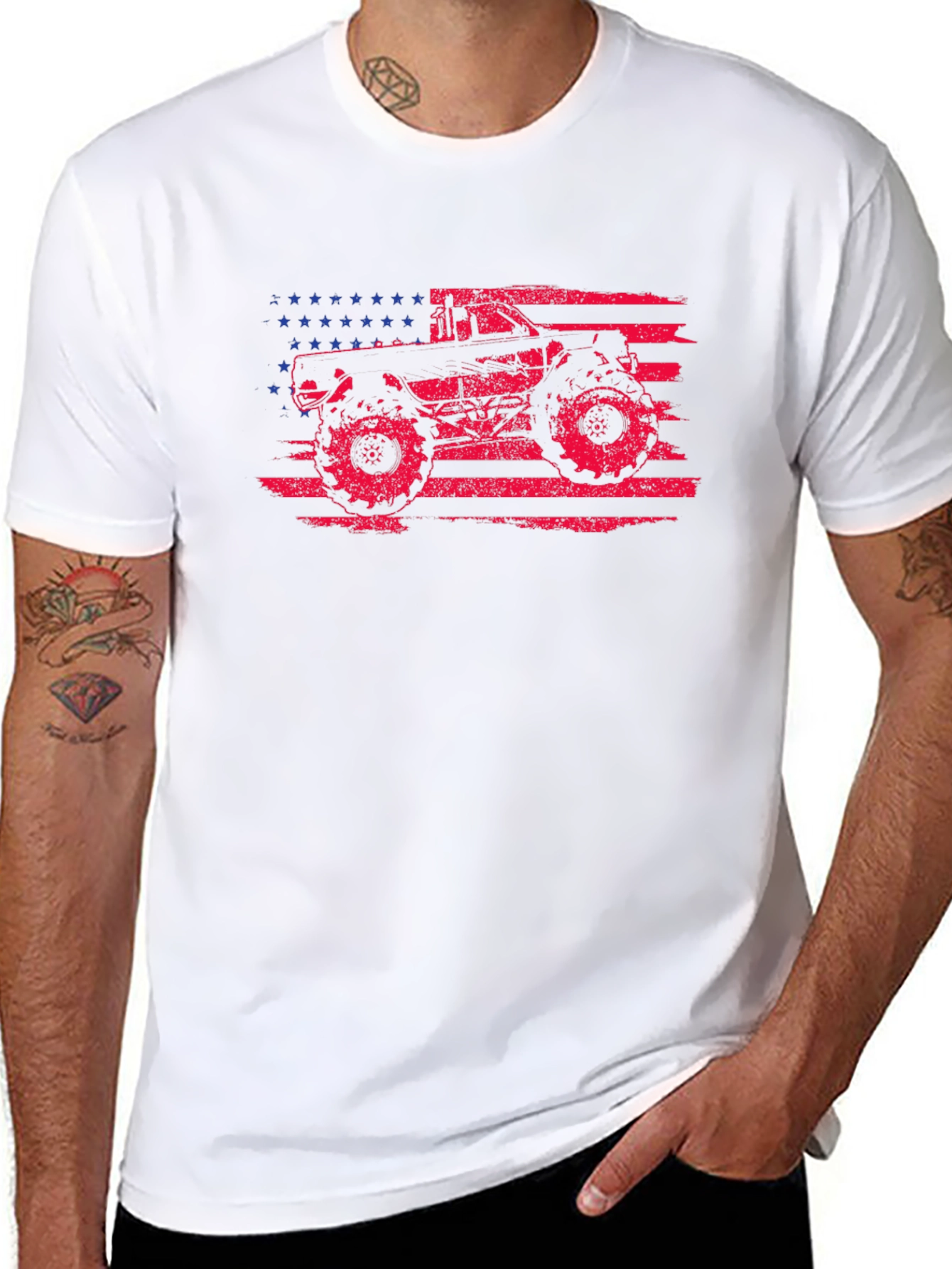 American Flag Monster Truck Graphic Tee