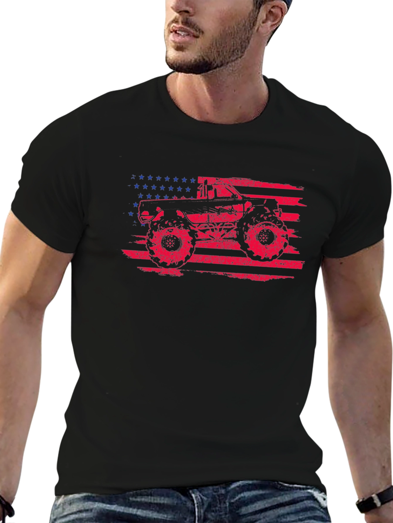 American Flag Monster Truck Graphic Tee
