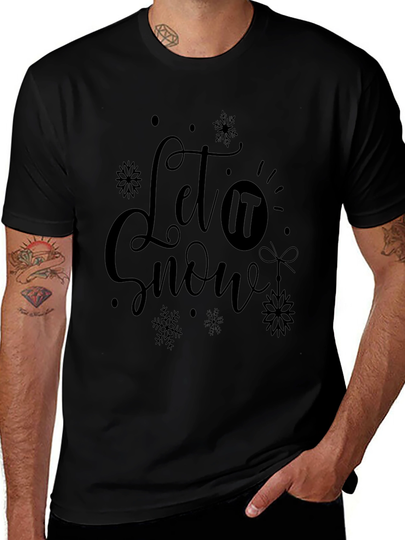 Let It Snow Black Graphic Tee