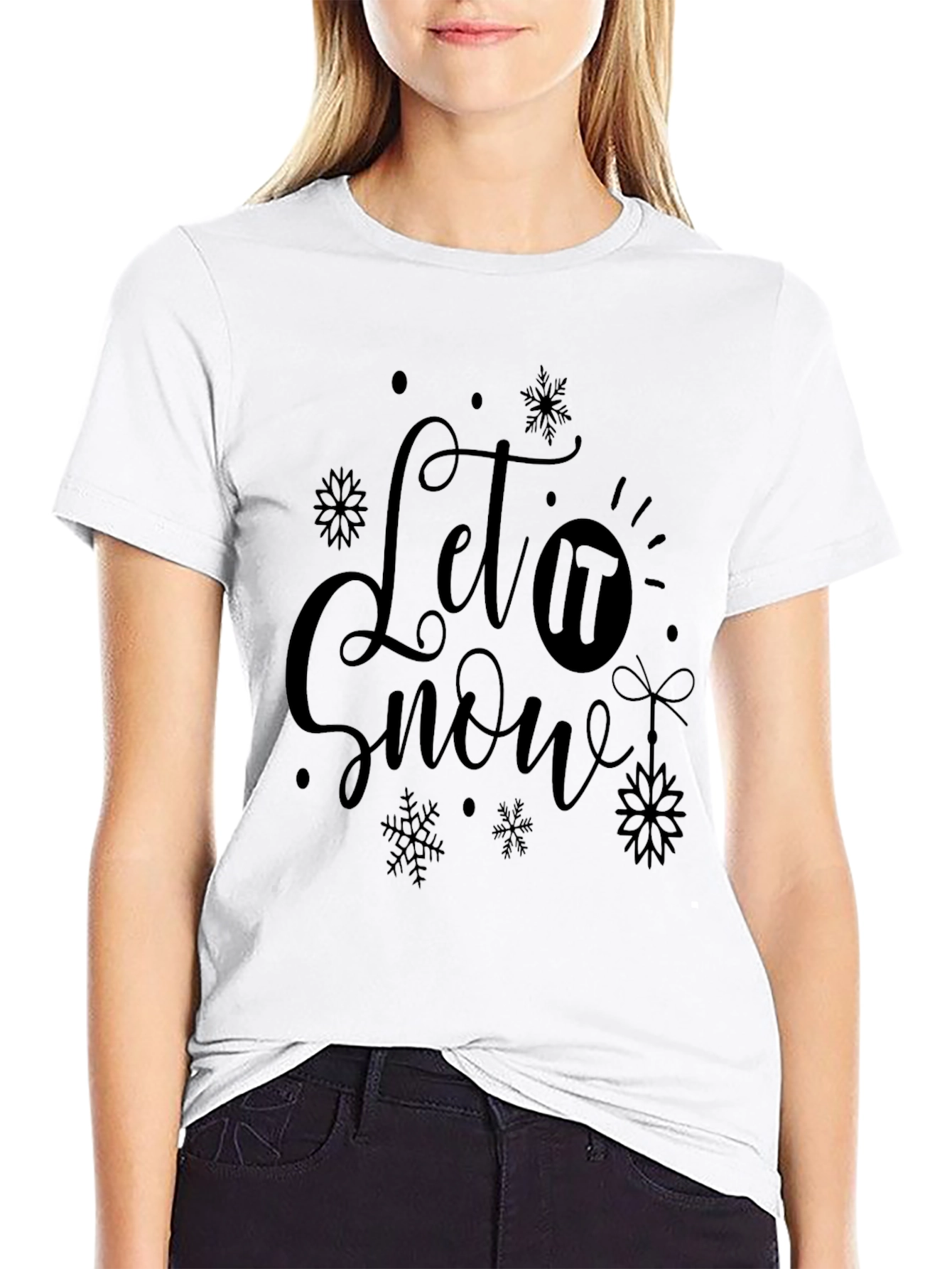 Let It Snow Black Graphic Tee