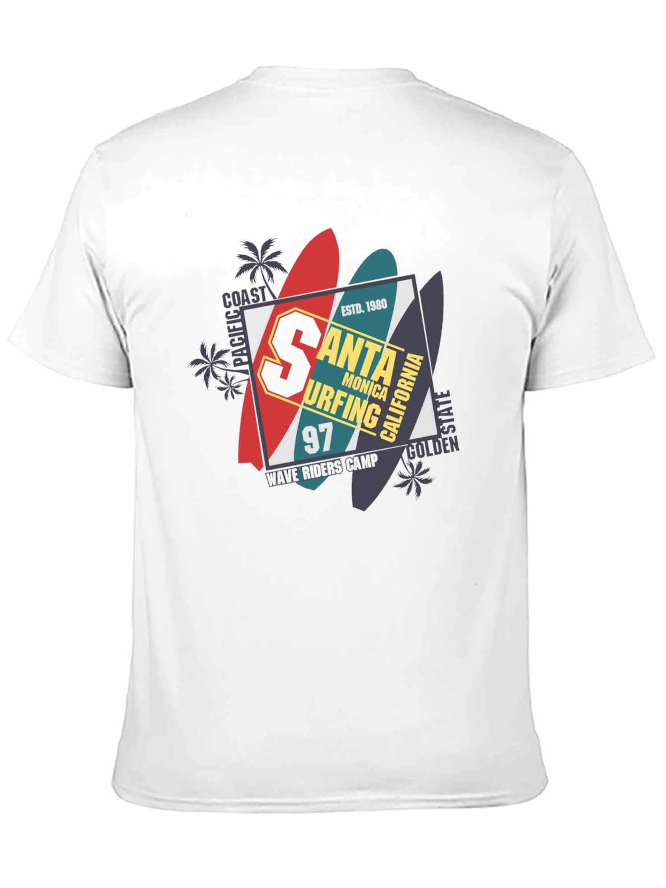 Santa Monica Surfing T-Shirt - Black