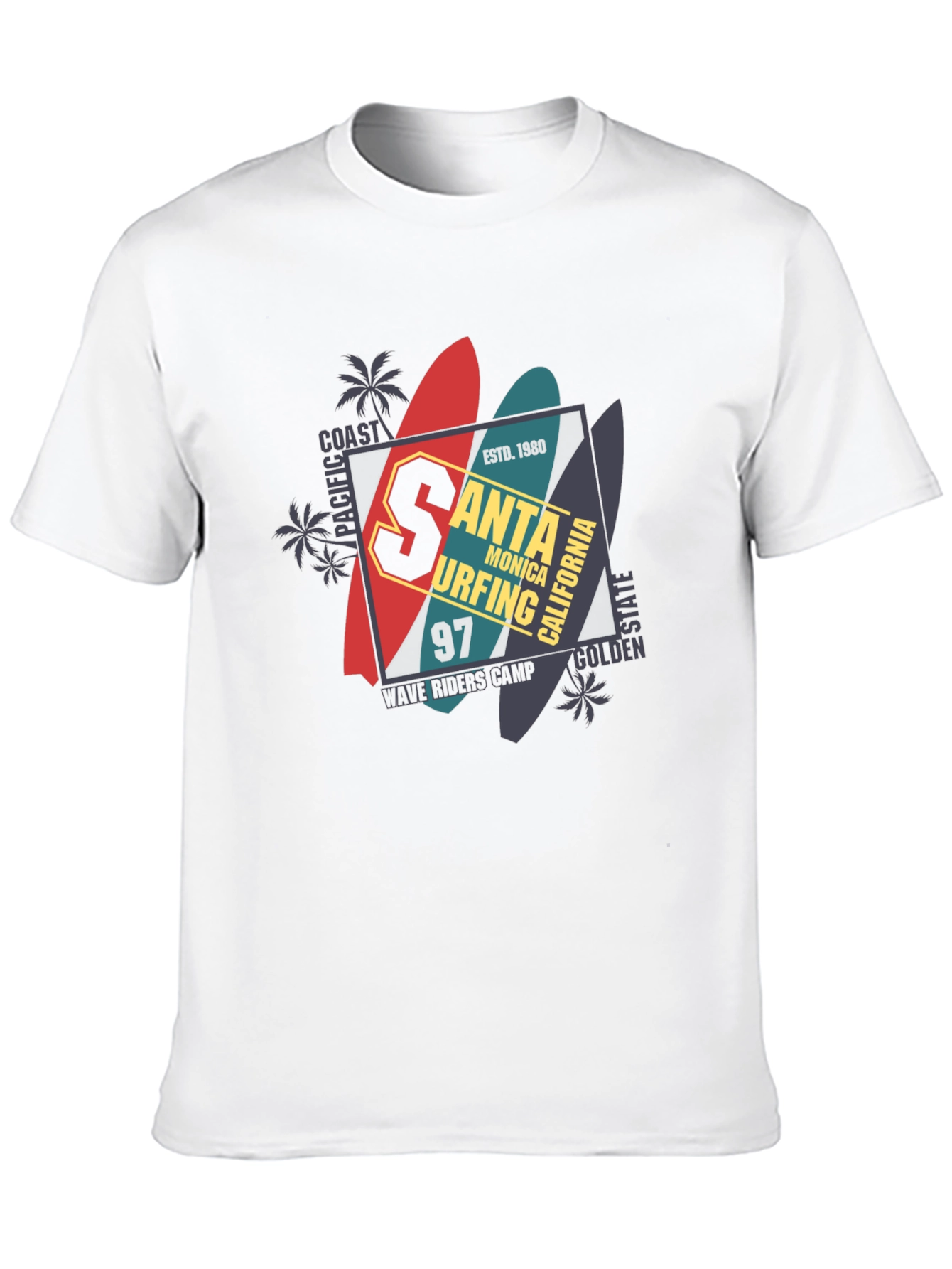 Santa Monica Surfing T-Shirt - Black