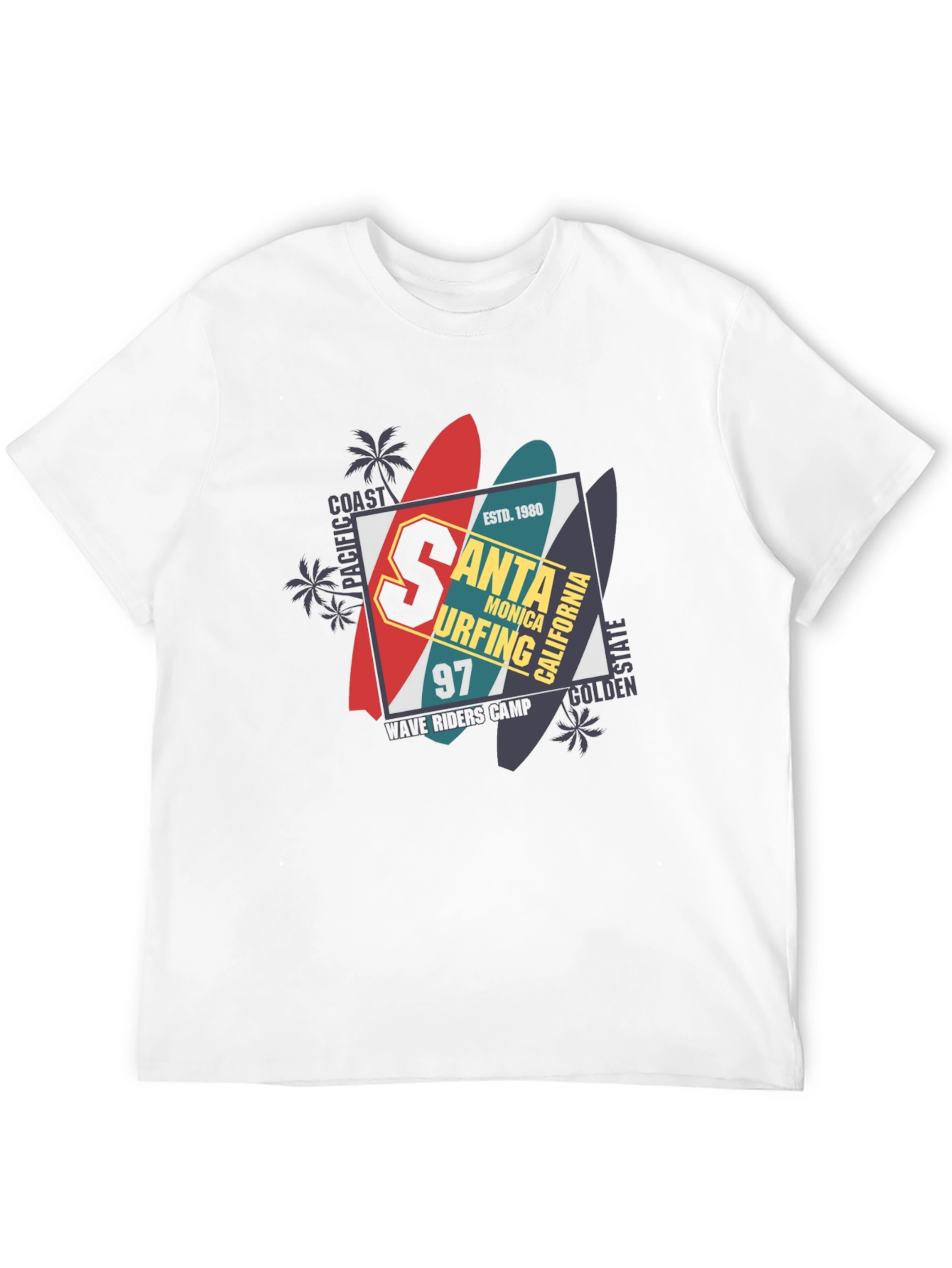 Santa Monica Surfing T-Shirt - Black
