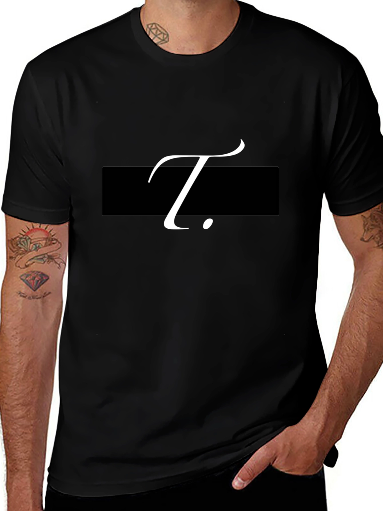 Stylish Black T-Shirt with Letter T Graphic Print