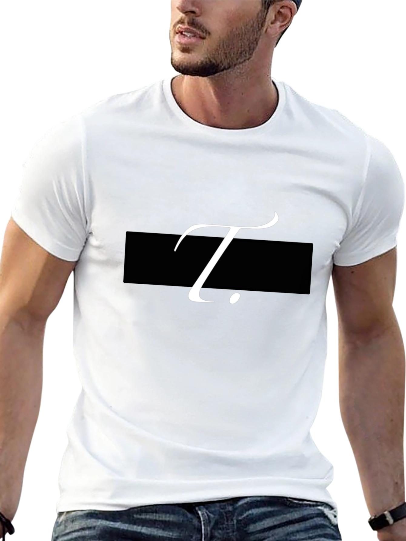 Stylish Black T-Shirt with Letter T Graphic Print